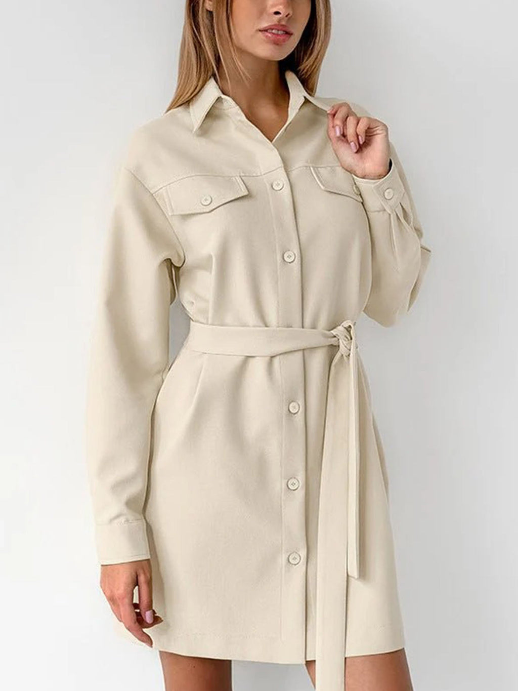 Belted Drop Shoulder Dress Vintage Utility