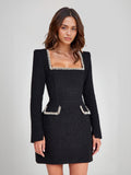 Dress with Beaded Square Neckline