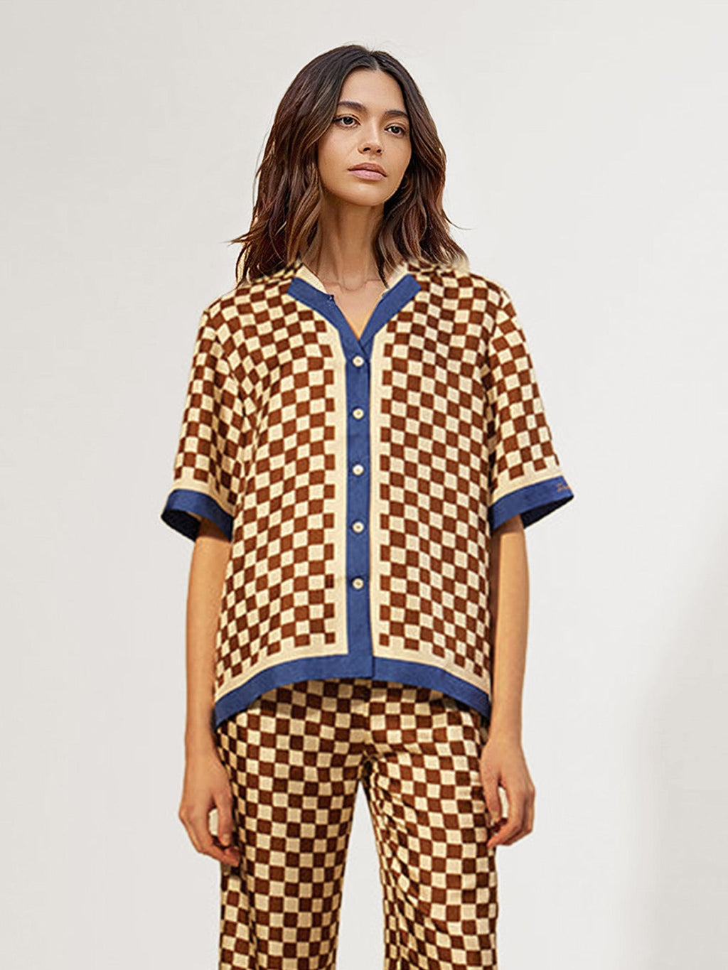 Retro Checkerboard Short-Sleeve Shirt