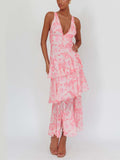 Pink Ruffled Tiered Maxi Dress
