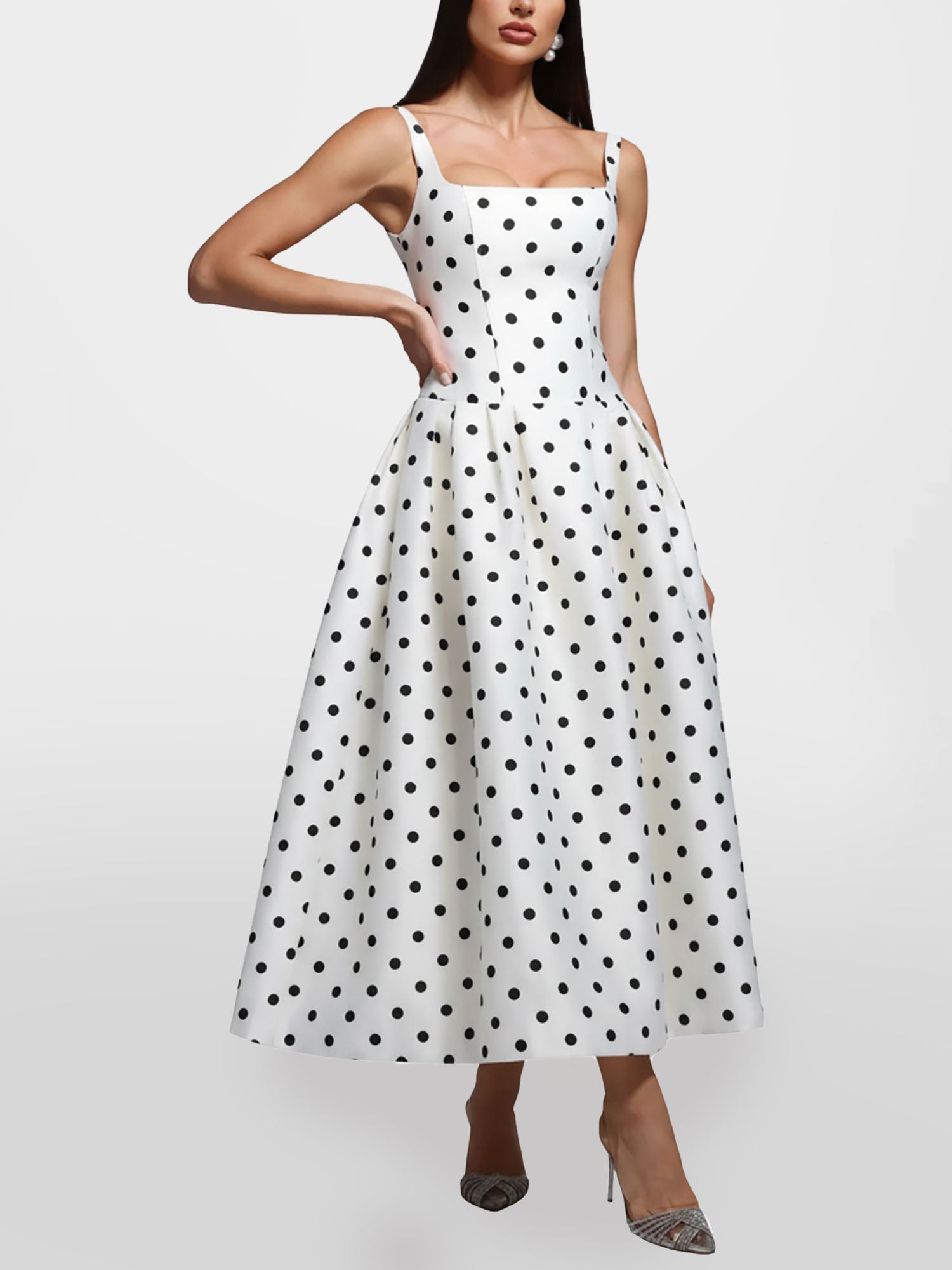 Polka Dot Maxi Dress Evening Flair