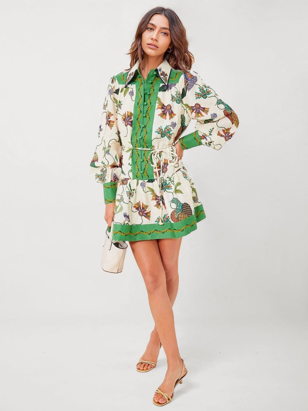 Vintage Inspired Floral Puff Sleeve Mini Dress