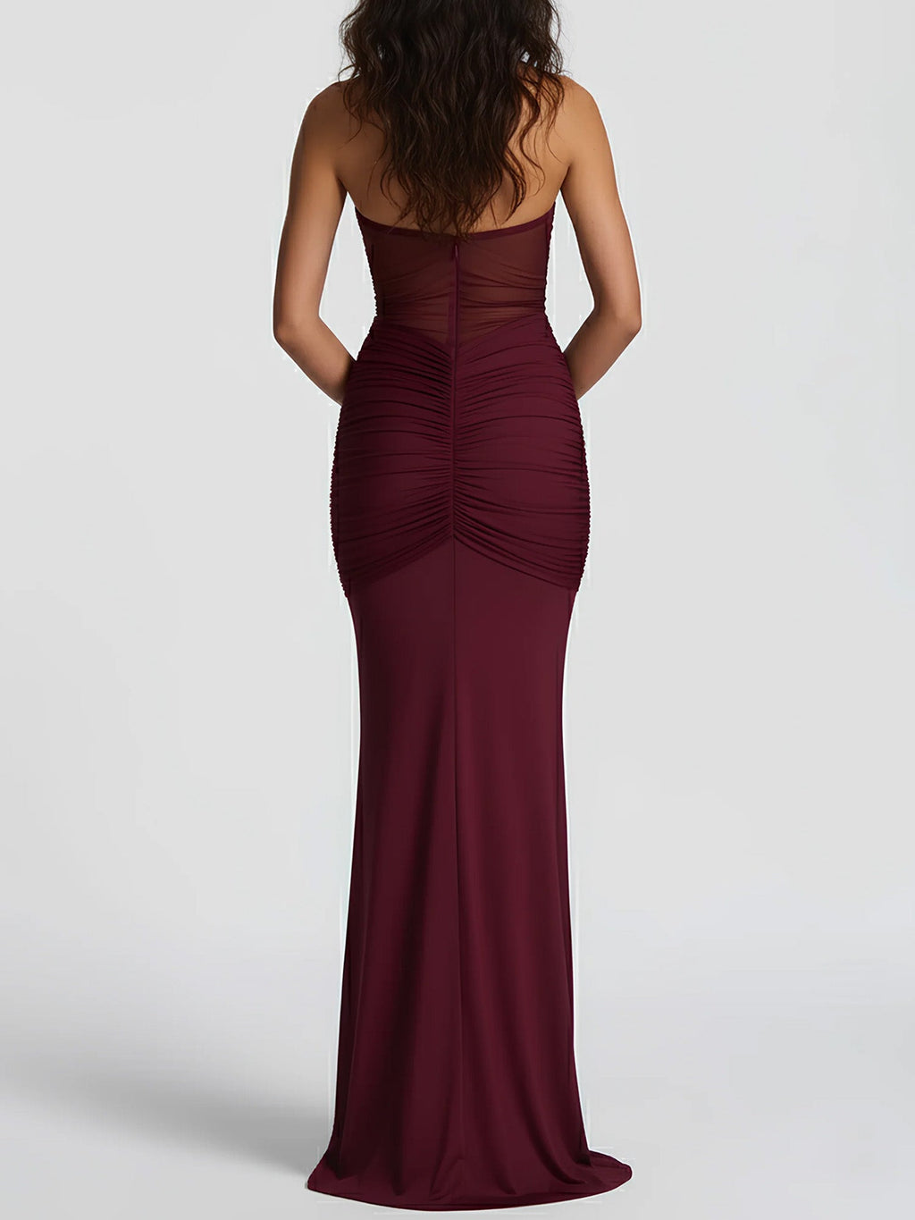 Red Draped Halter Maxi Dress Sheer Elegance