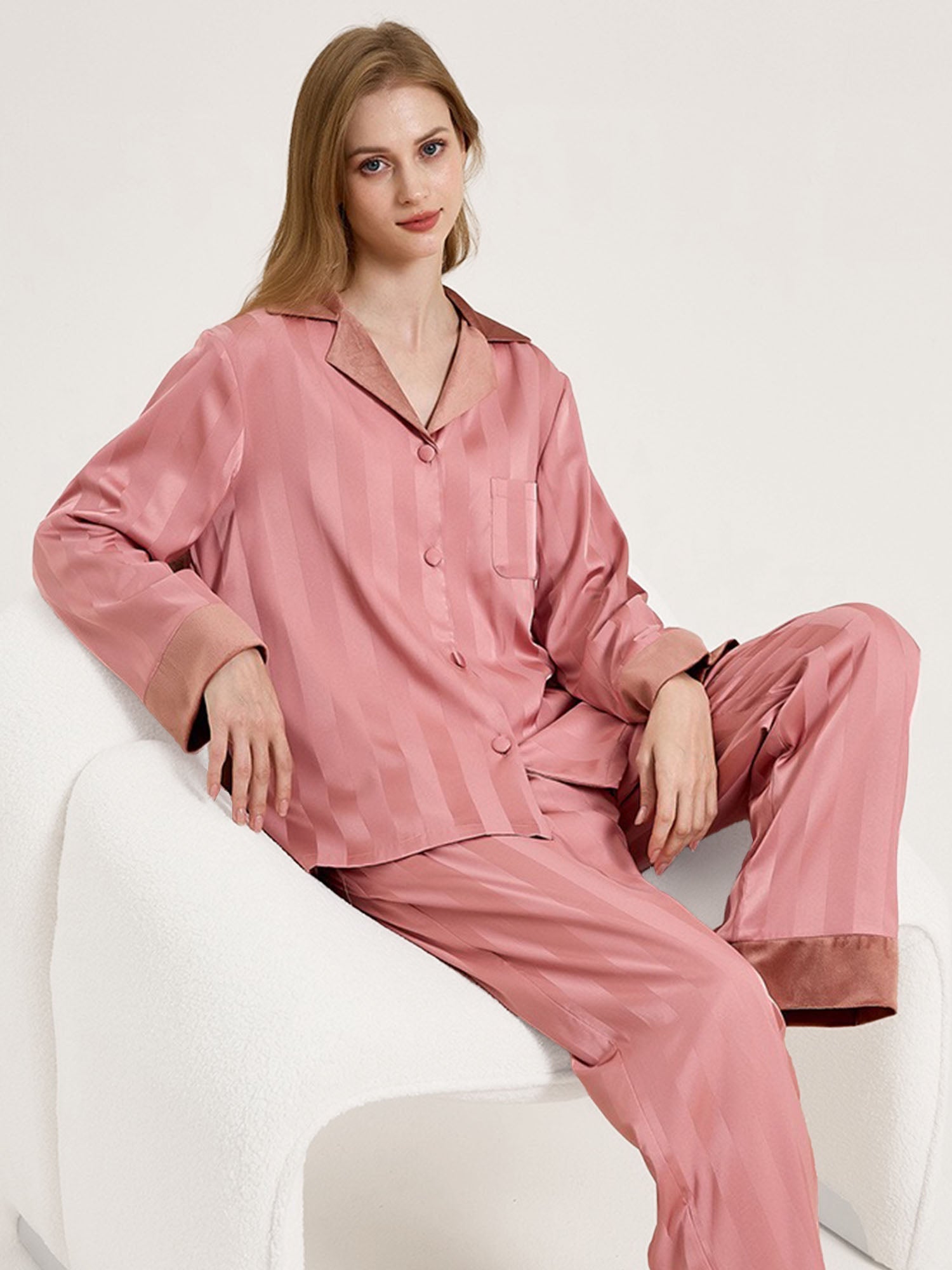 Satin Pink Pajama Set