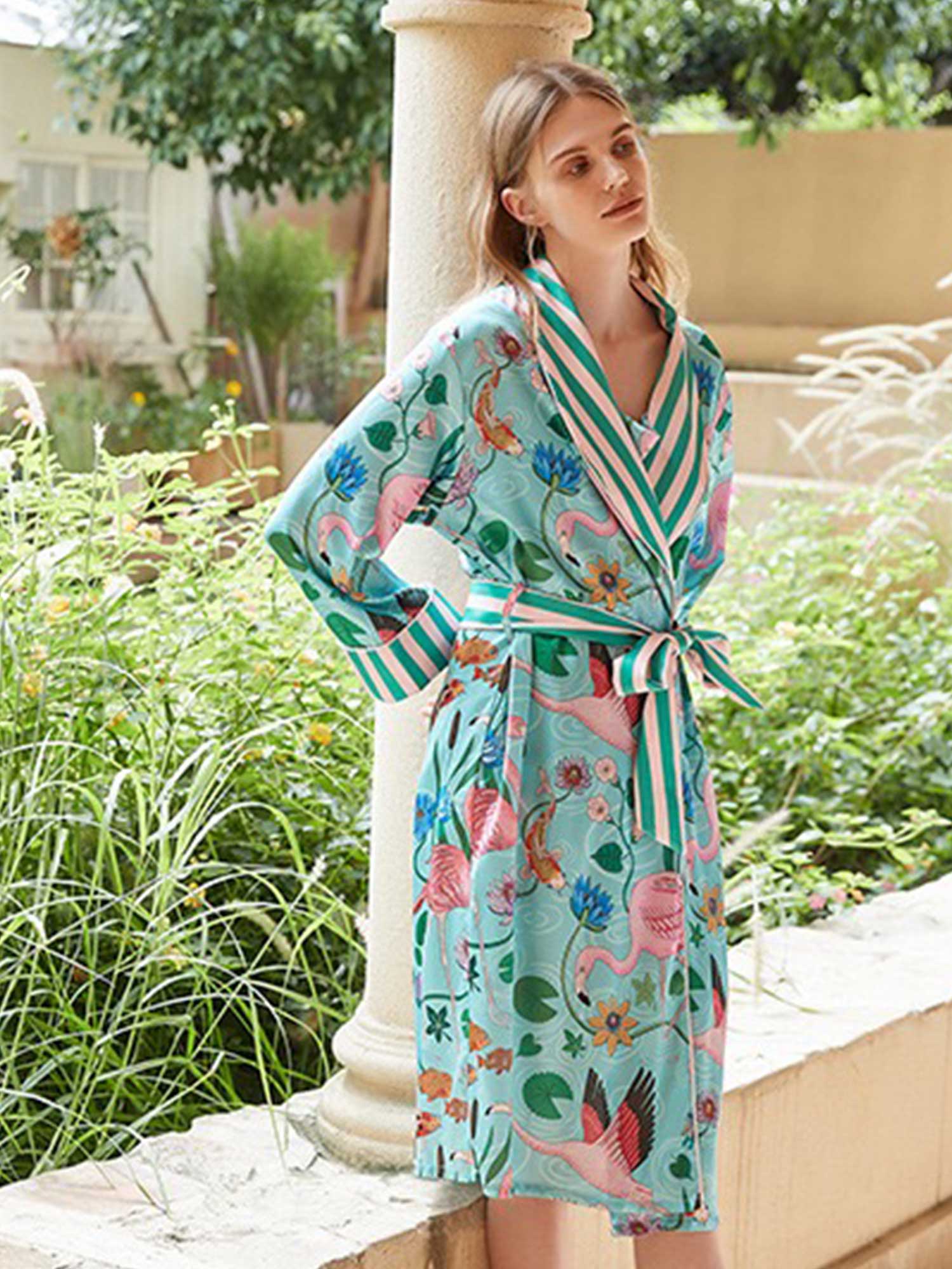 Flamingo Print Robe