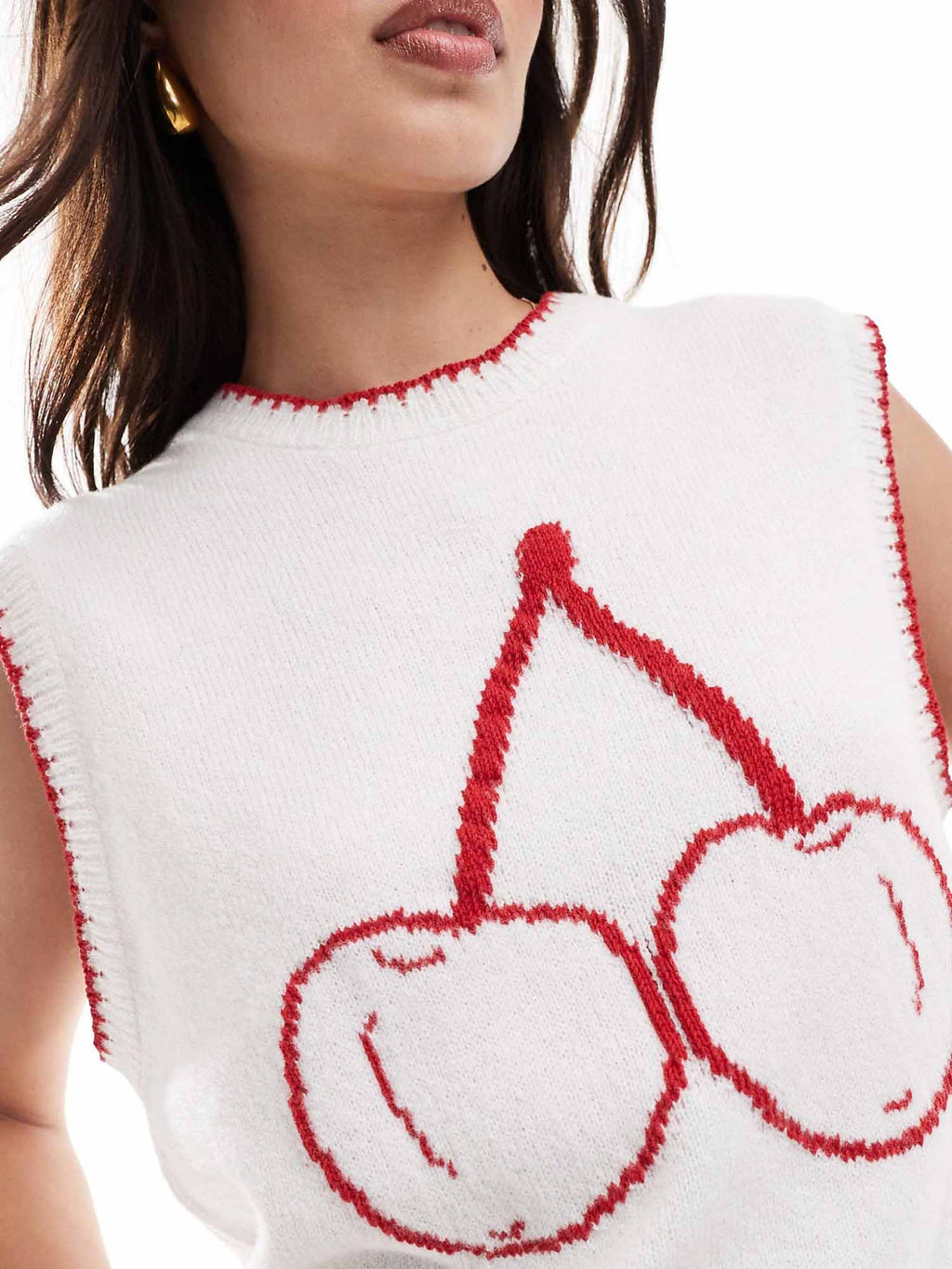 Cherry Pattern Knit Vest