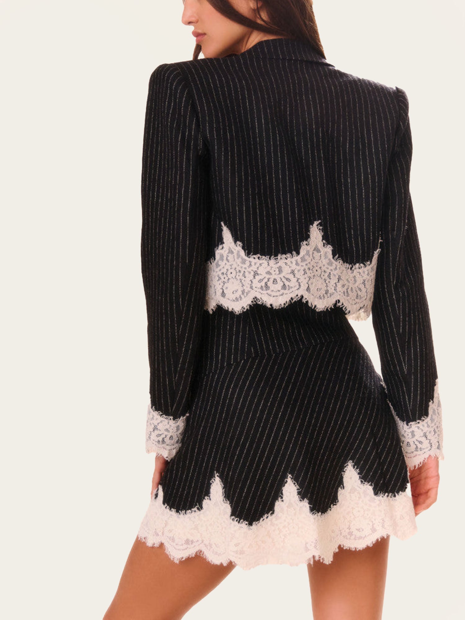 Pinstripe Lace Blazer
