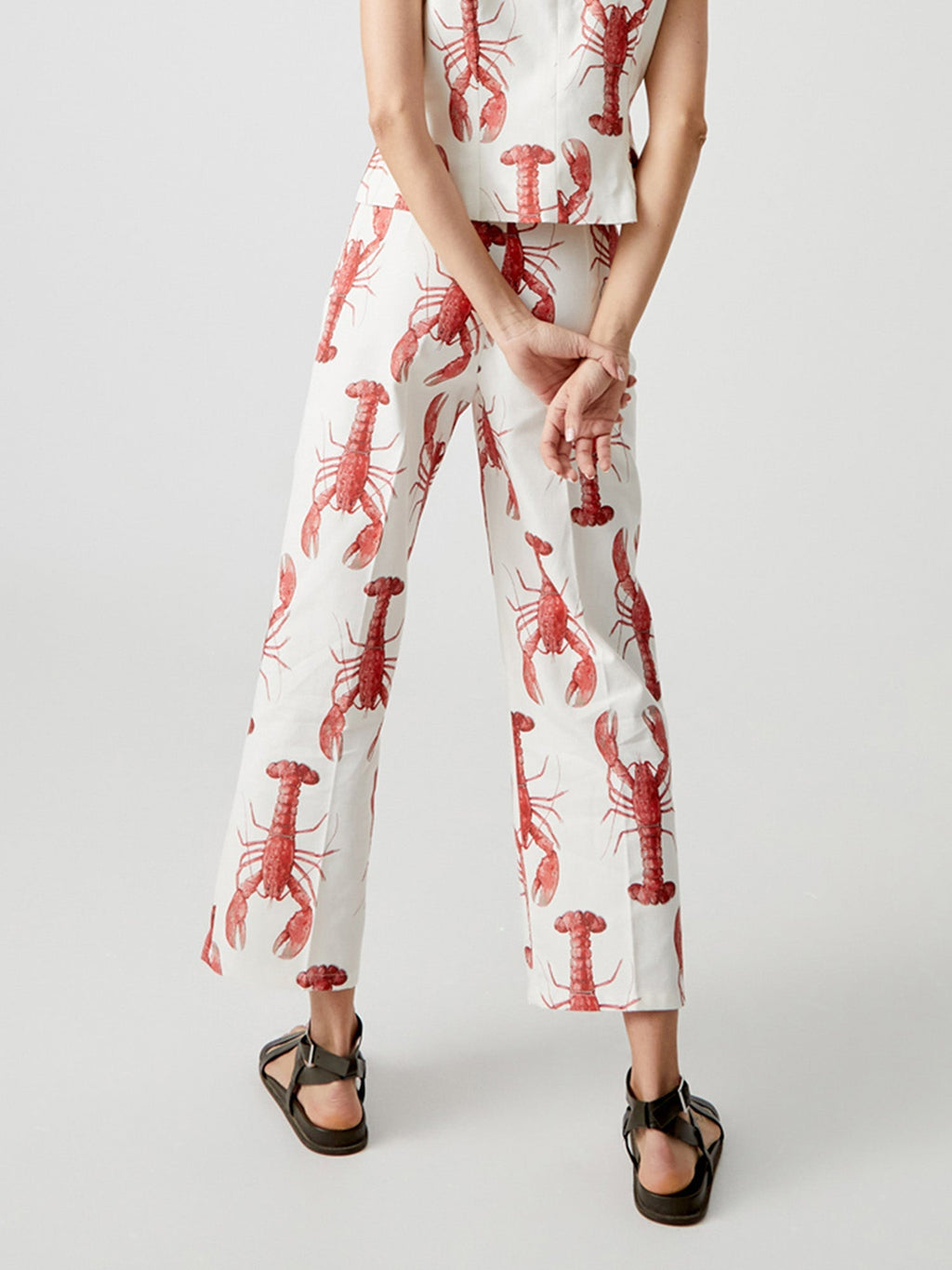Lobster Print Cropped Pants