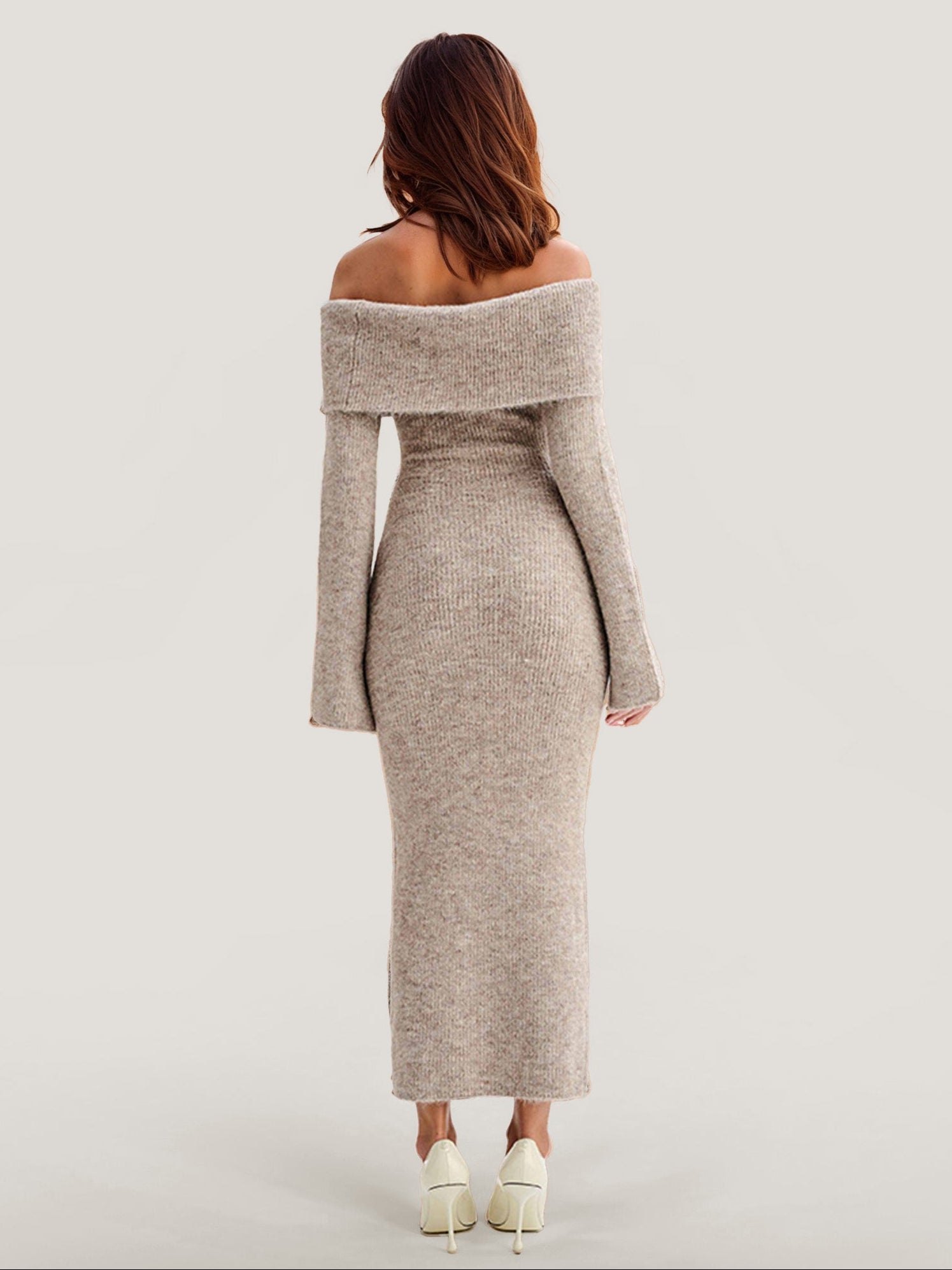 Chic Off-Shoulder Knit Midi Dress