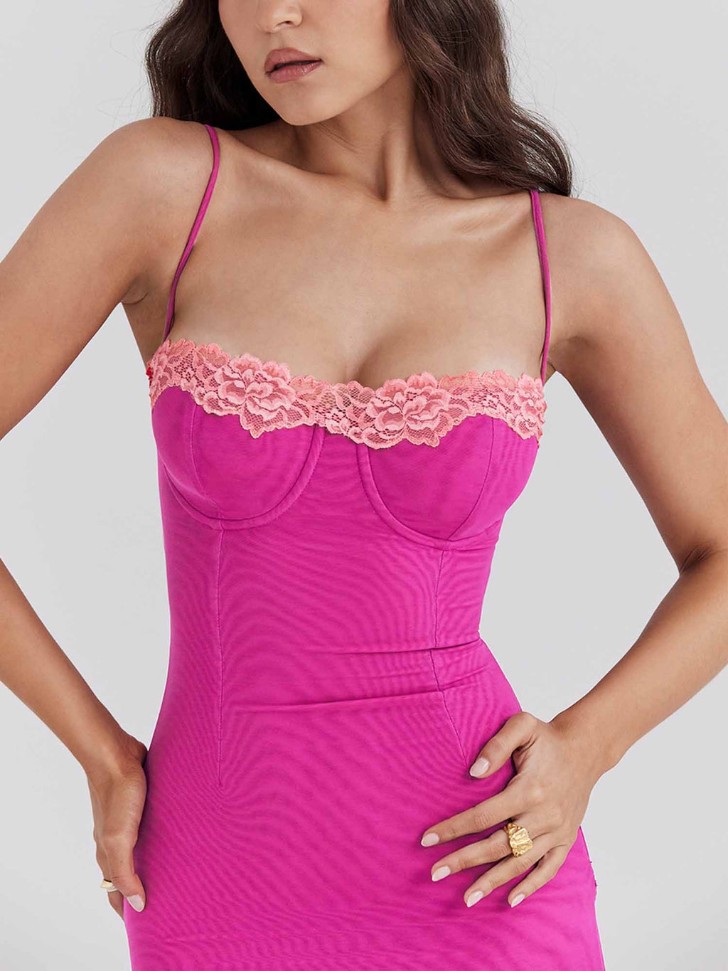 Hot Pink Corset Bodycon Maxi Dress