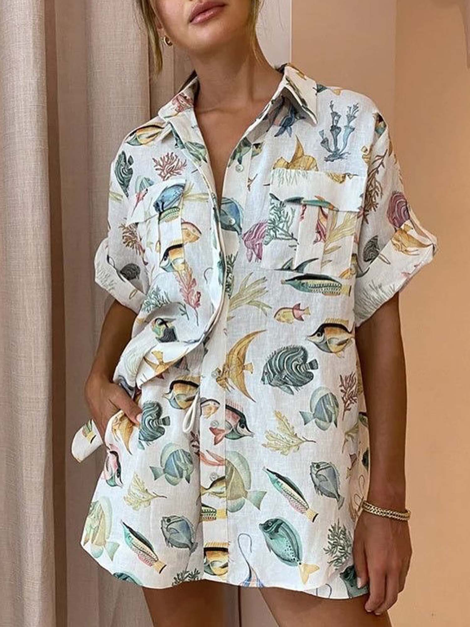 Coastal Breeze Relaxed Fit Shirt & Shorts Set