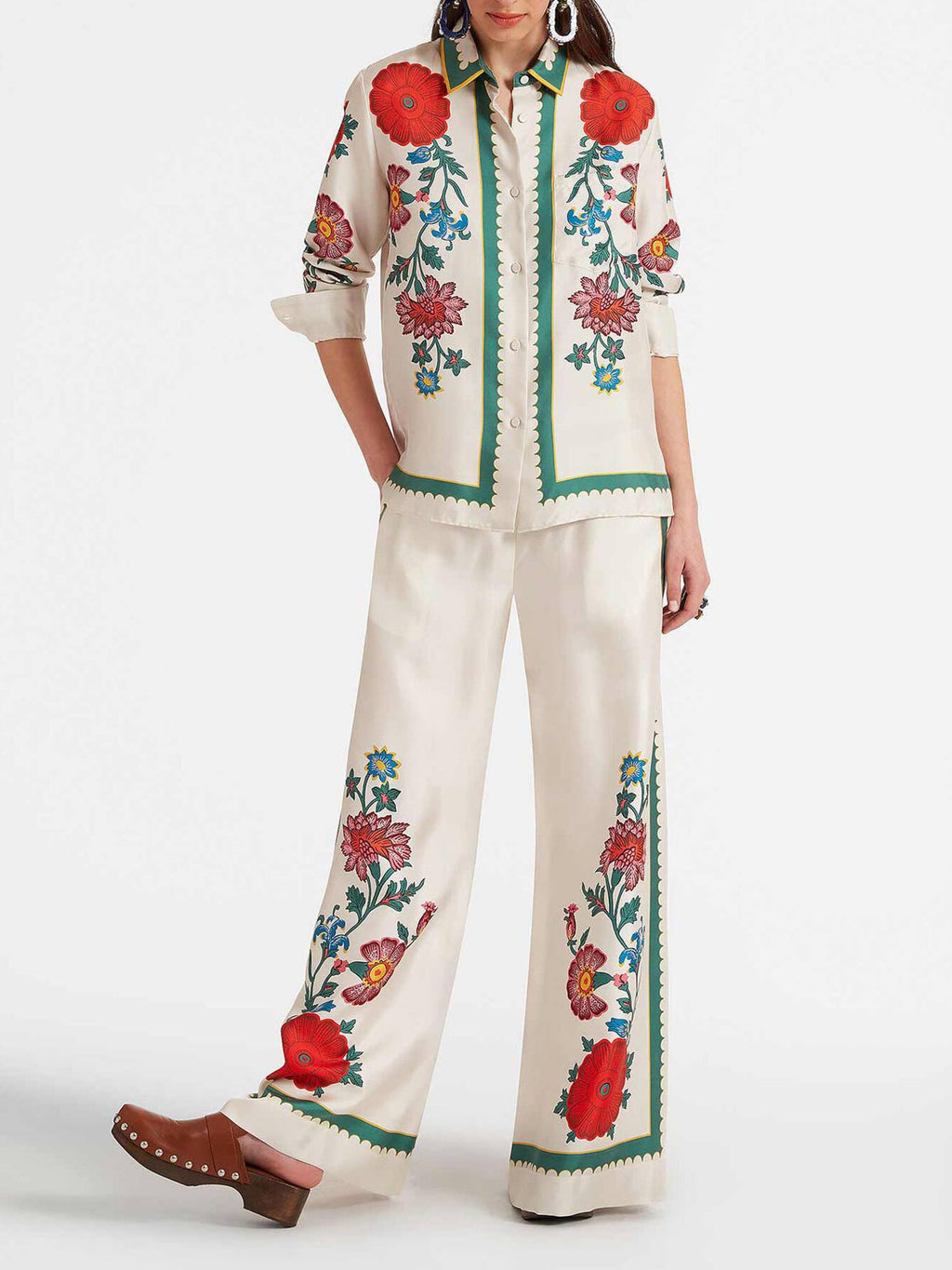 White Blossom Button-Down Shirt