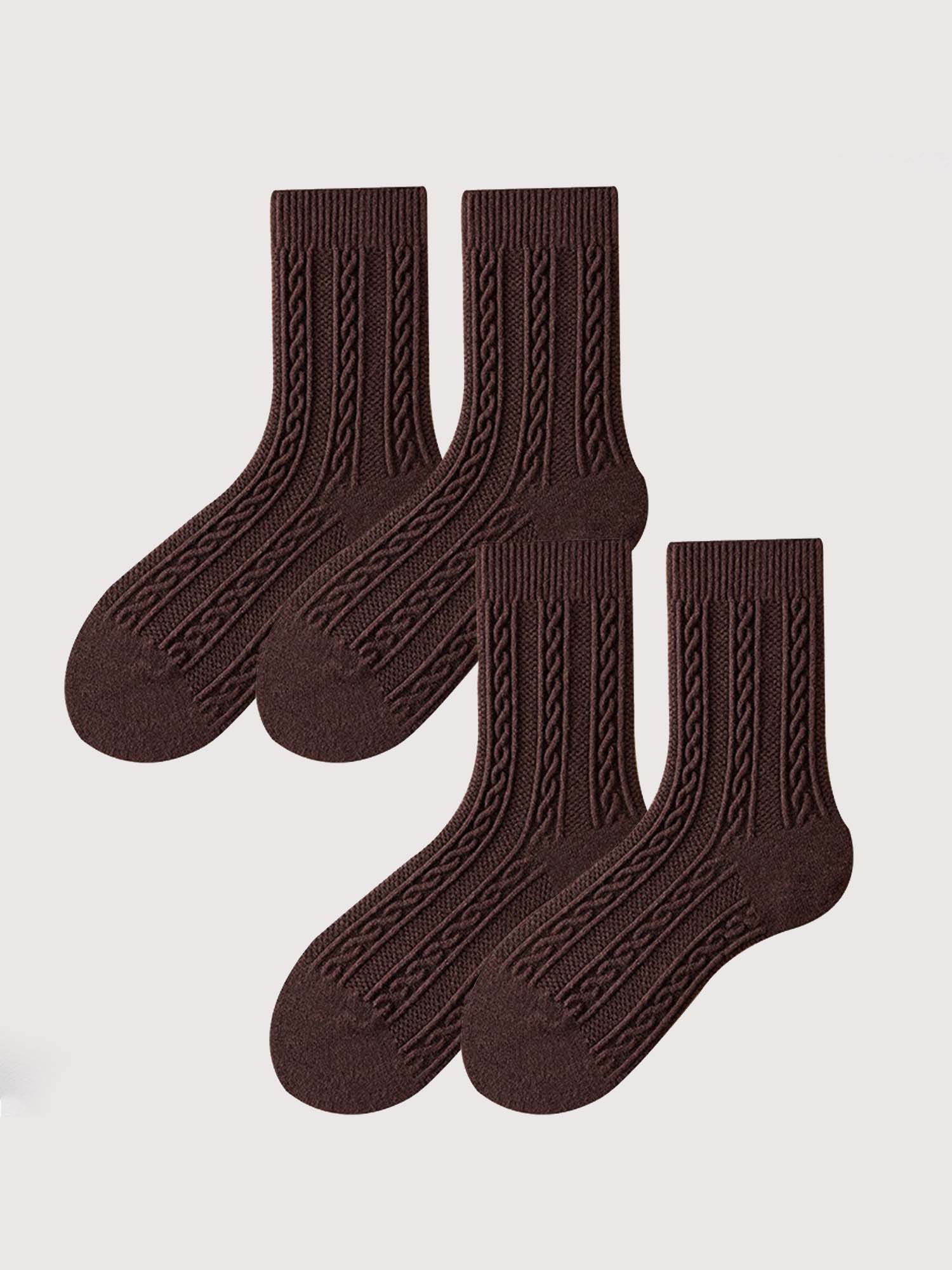 Chunky Knit Cable Socks(2-Pack)