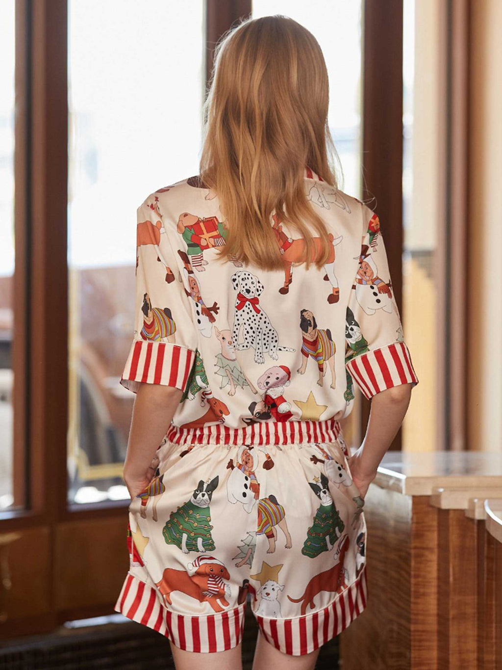 Cartoon Dog Print Short Pajama Set