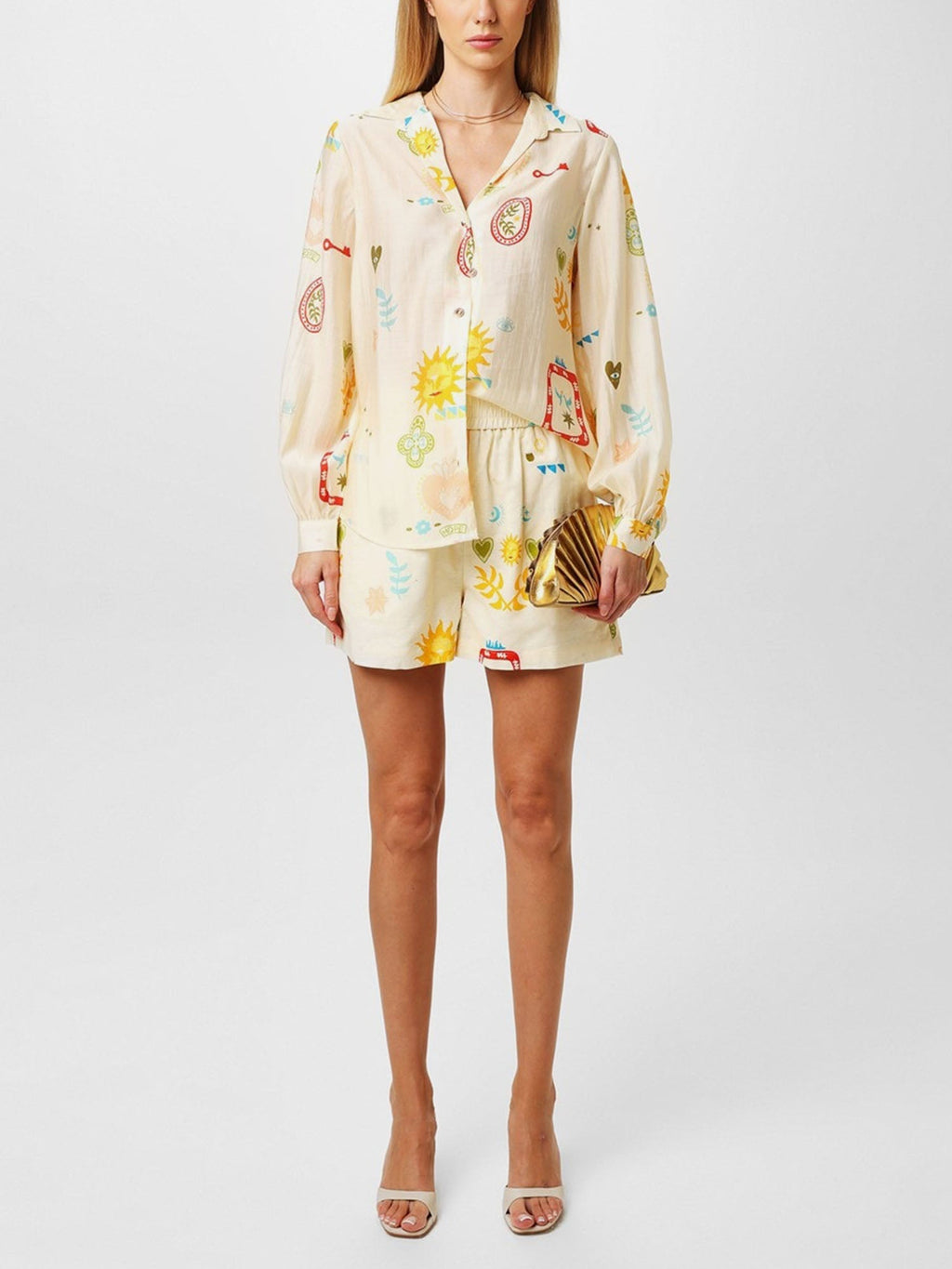 Sunlit Harmony Printed Shirt & Shorts Set