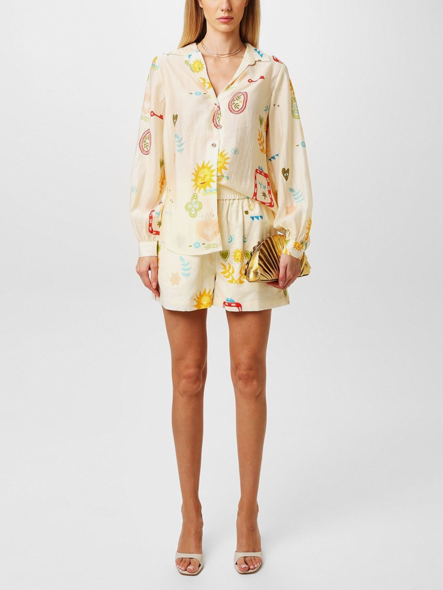 Sunlit Harmony Printed Shirt & Shorts Set