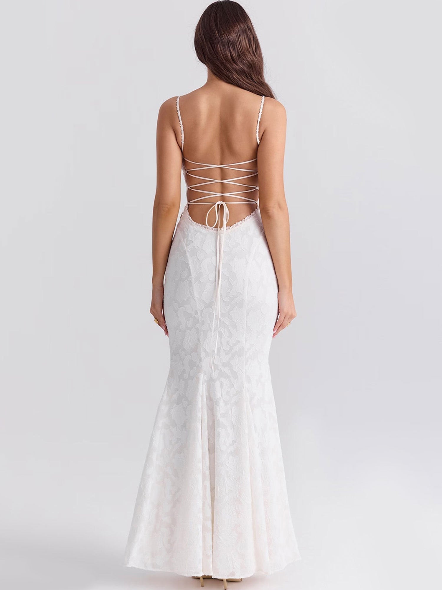 Elegant Lace Fit-and-Flare Maxi Dress