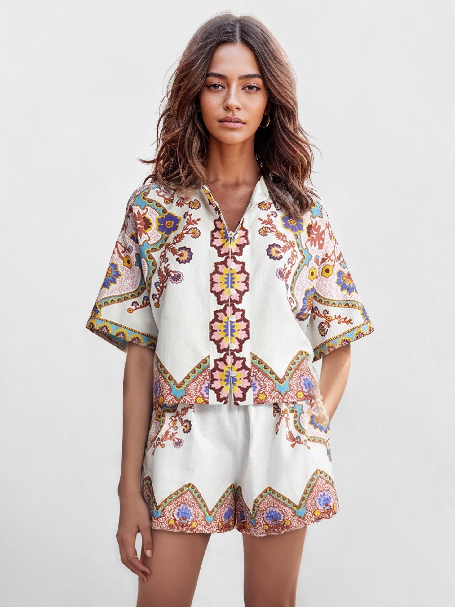 Bohemian Floral Print Two-Piece Set