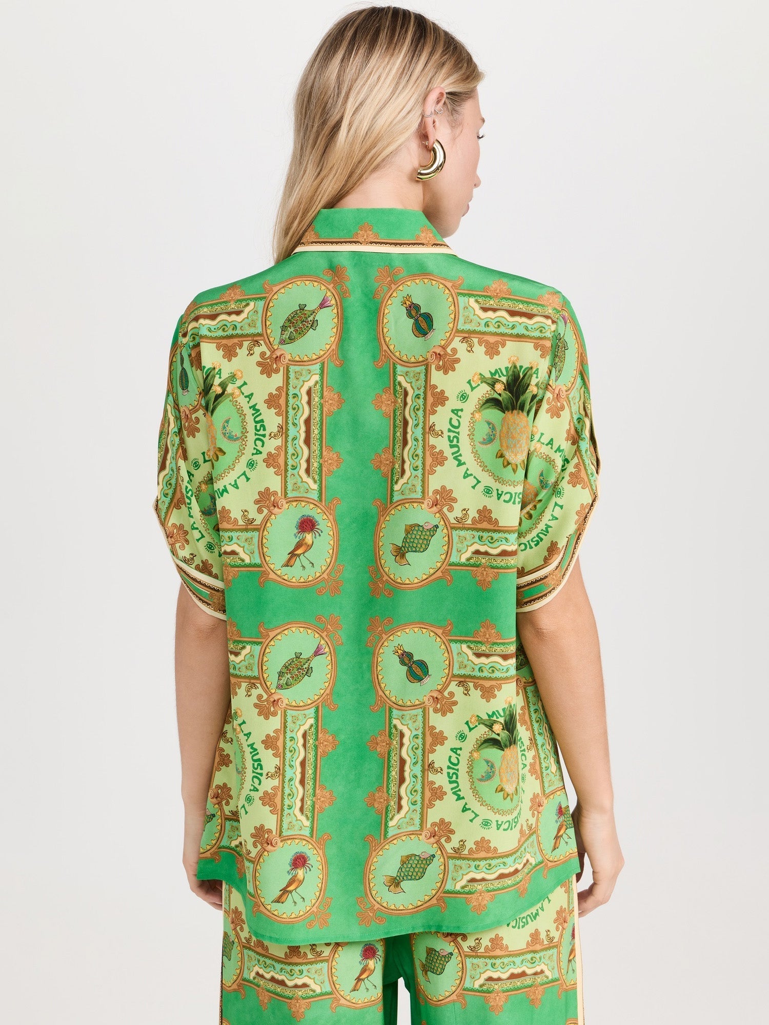 Green Paisley Print Button-Up Shirt