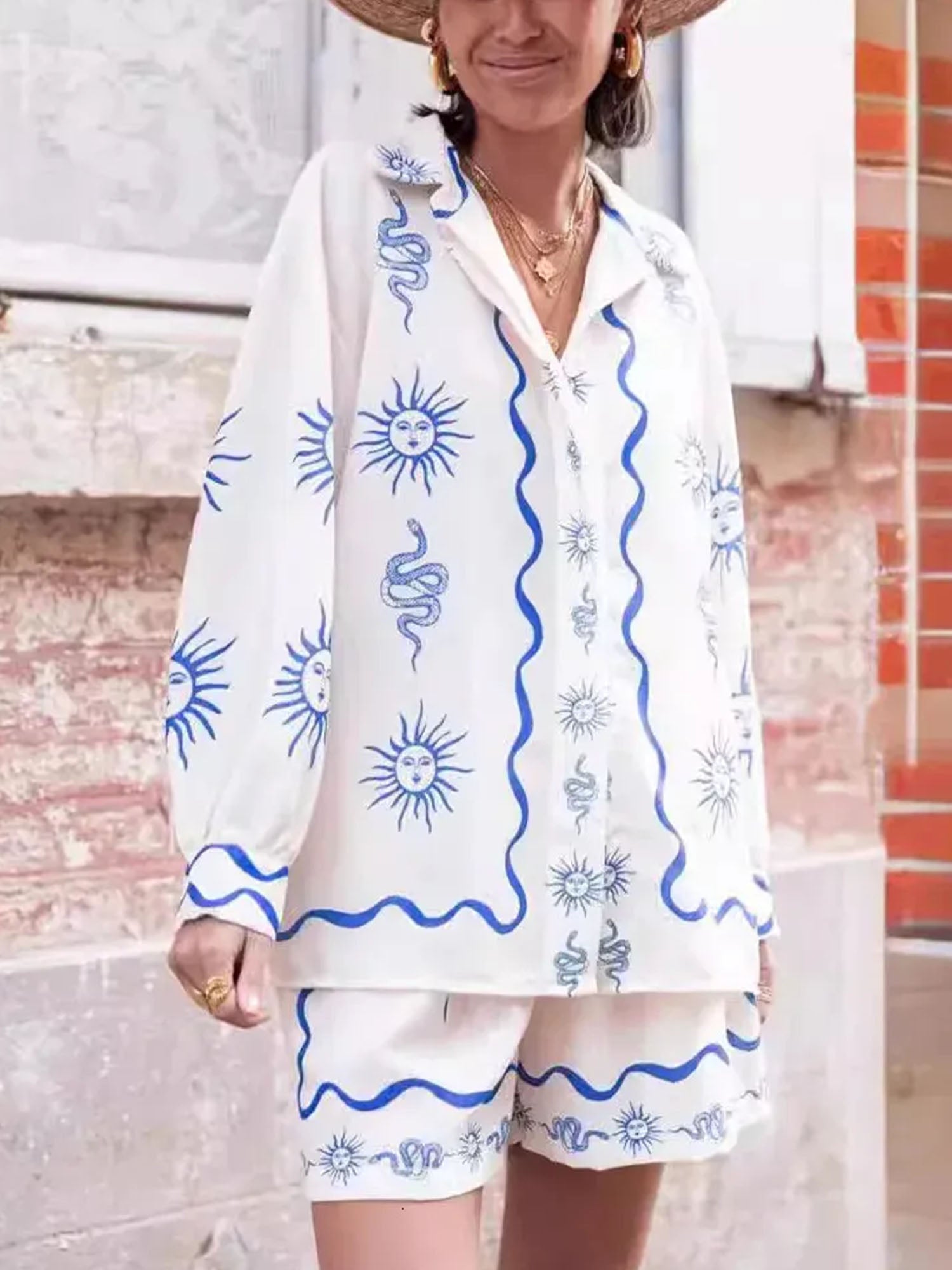 Celestial Sun Oversized Shirt & Shorts Set
