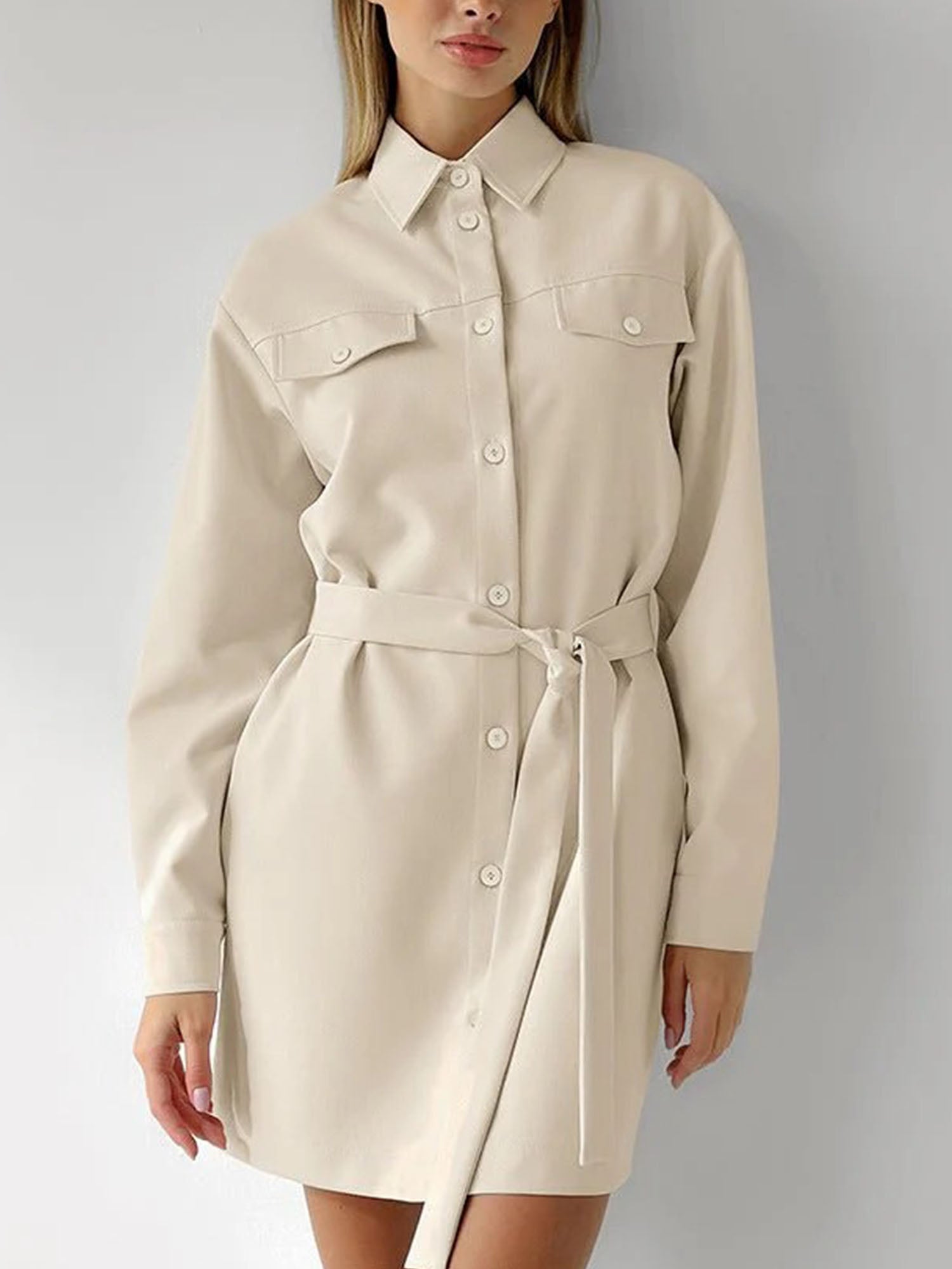 Belted Drop Shoulder Dress Vintage Utility