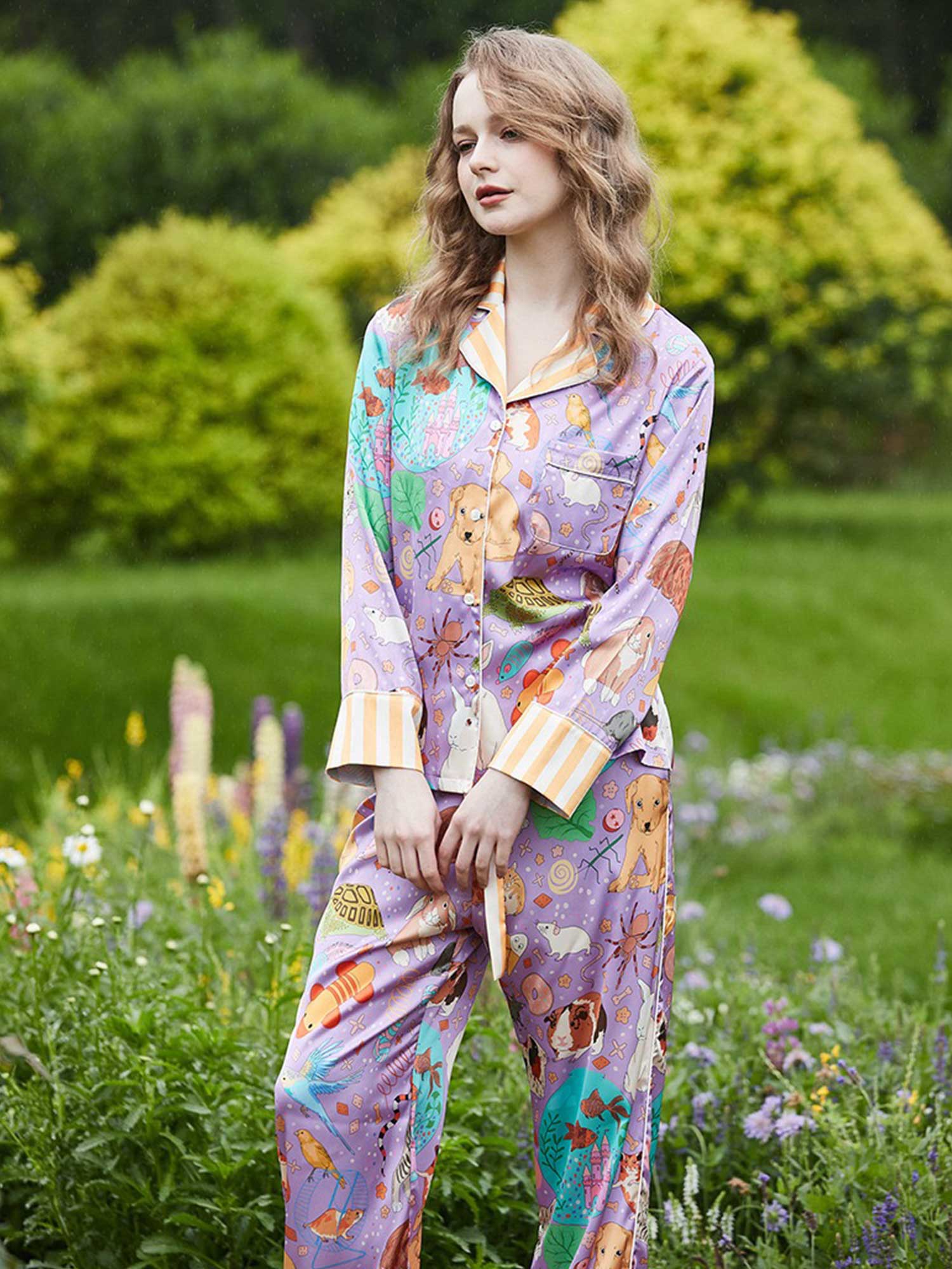 Guinea Pig & Goldfish Long Print Pajama Set