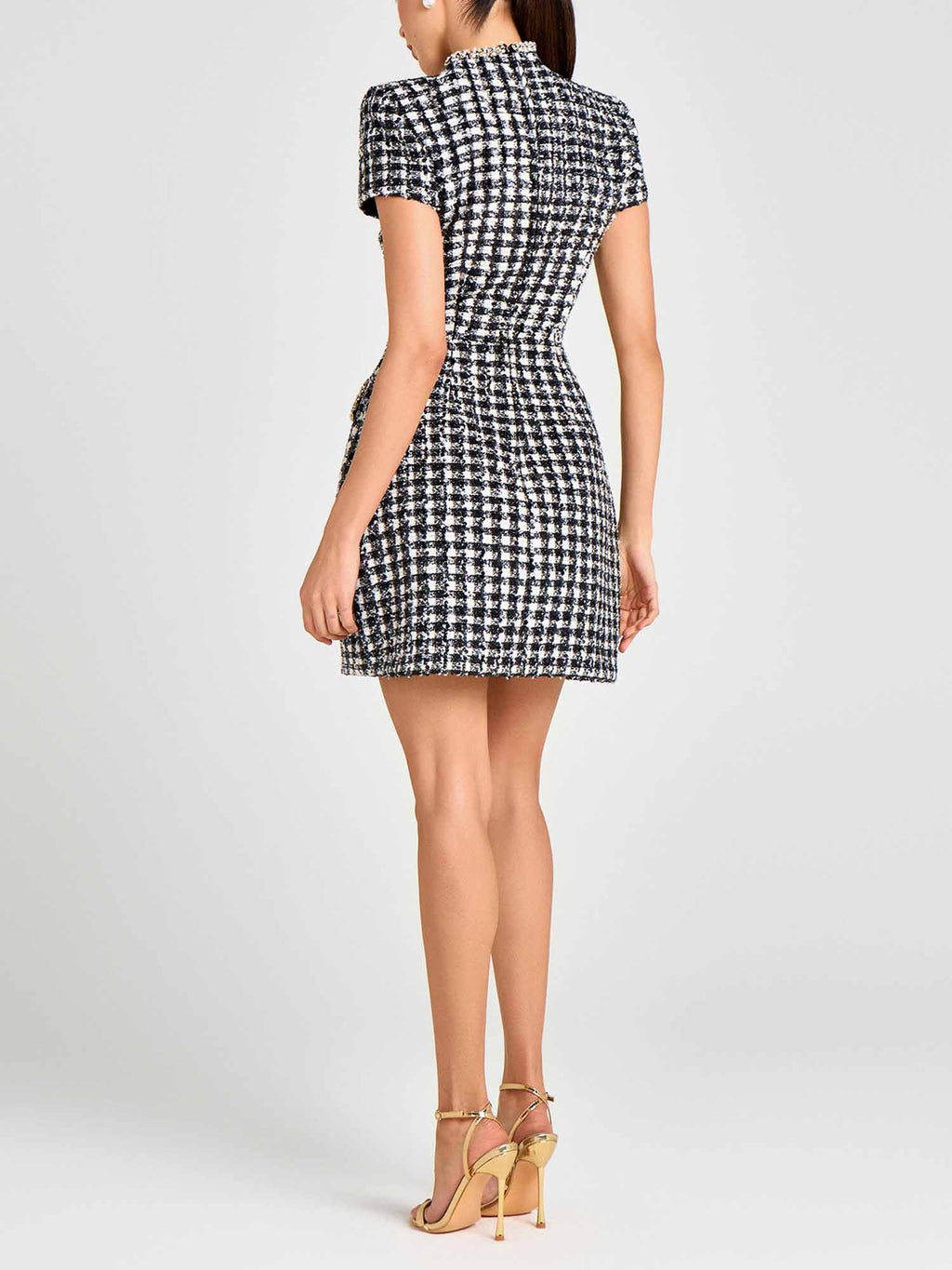 Plaid Pearl Trim Mini Dress