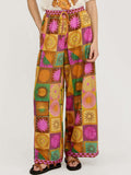 Boho Floral Print Wide-Leg Pants