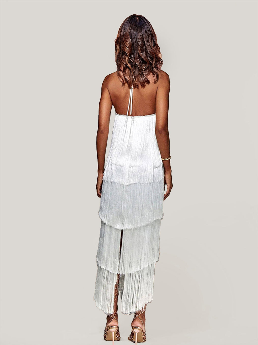 Fringed Halter Neck Midi Dress