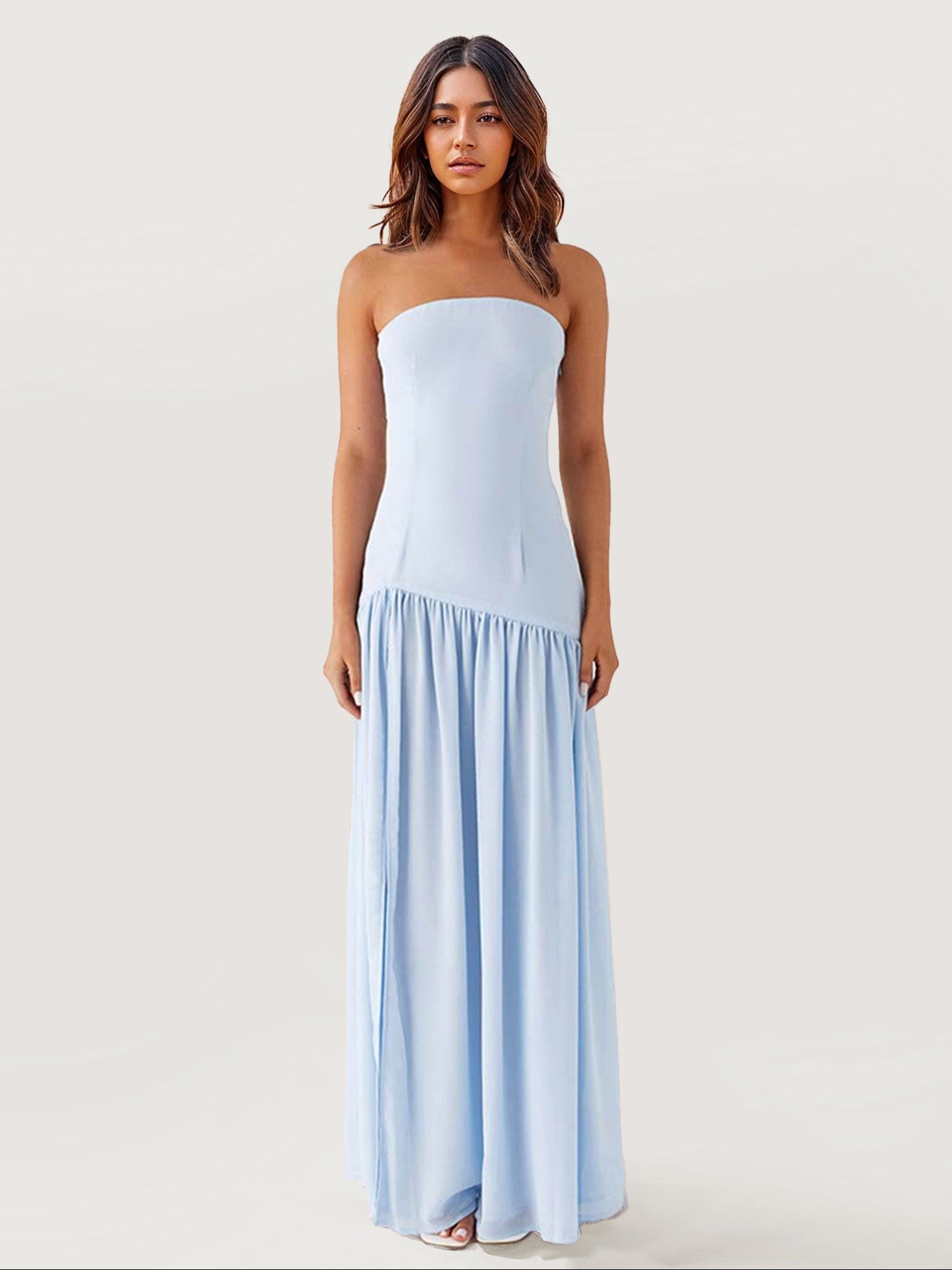 Strapless Ruffle Maxi Dress