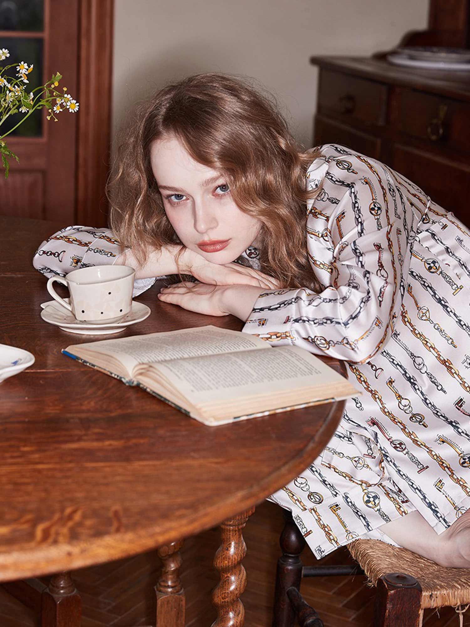Chain Link Pattern Pajama Set