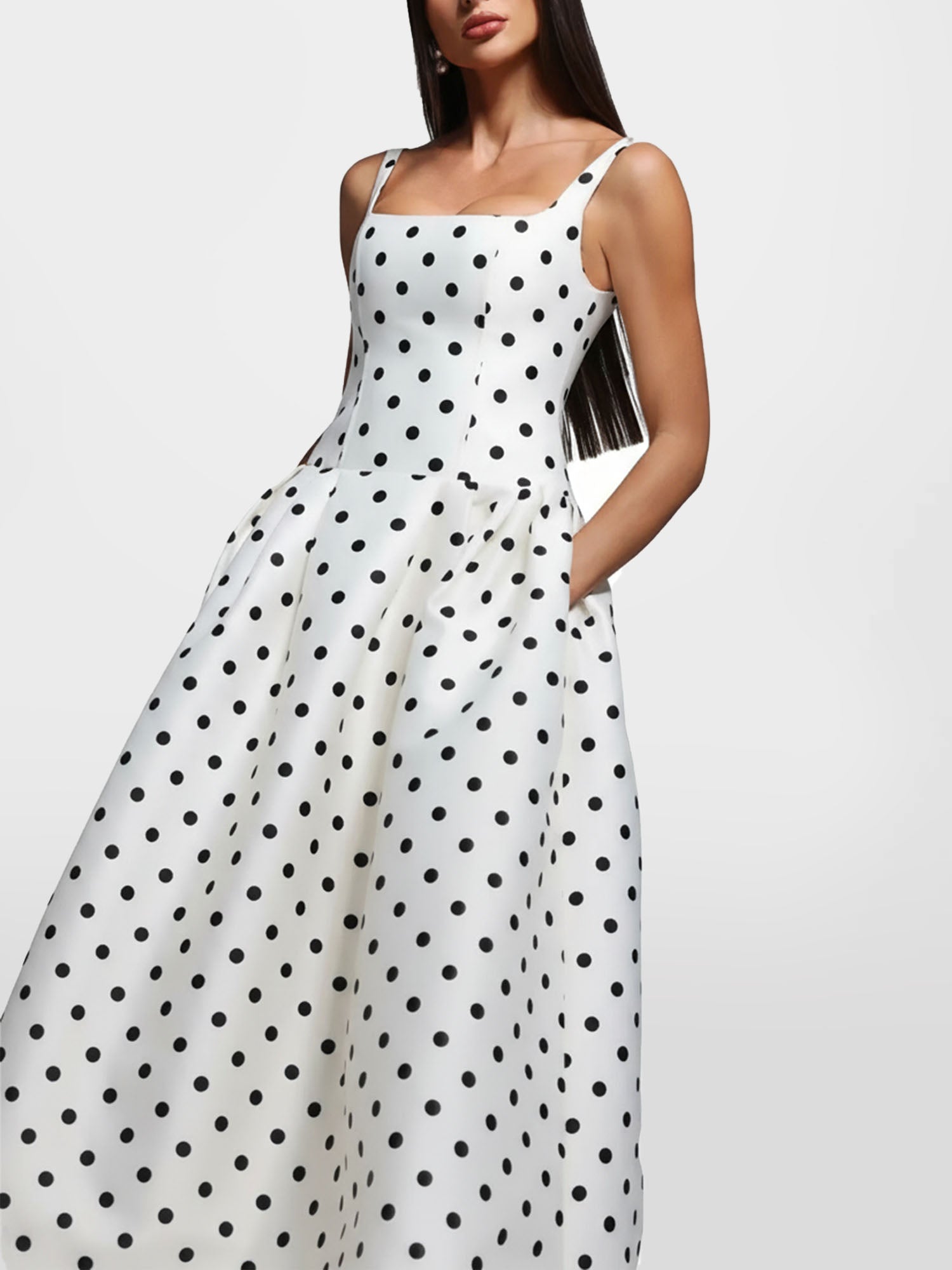 Polka Dot Maxi Dress Evening Flair