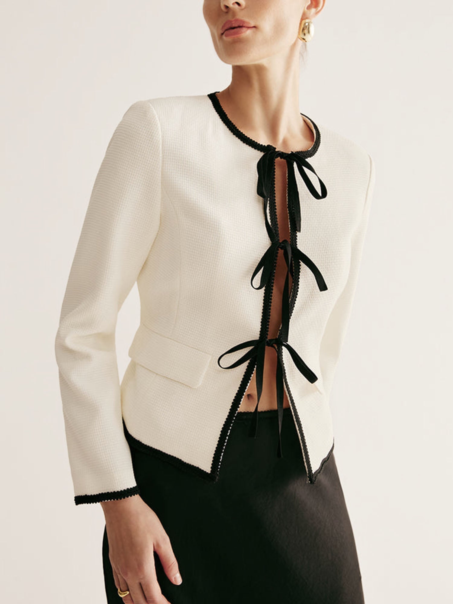 Ivory Bow-Tie Blazer