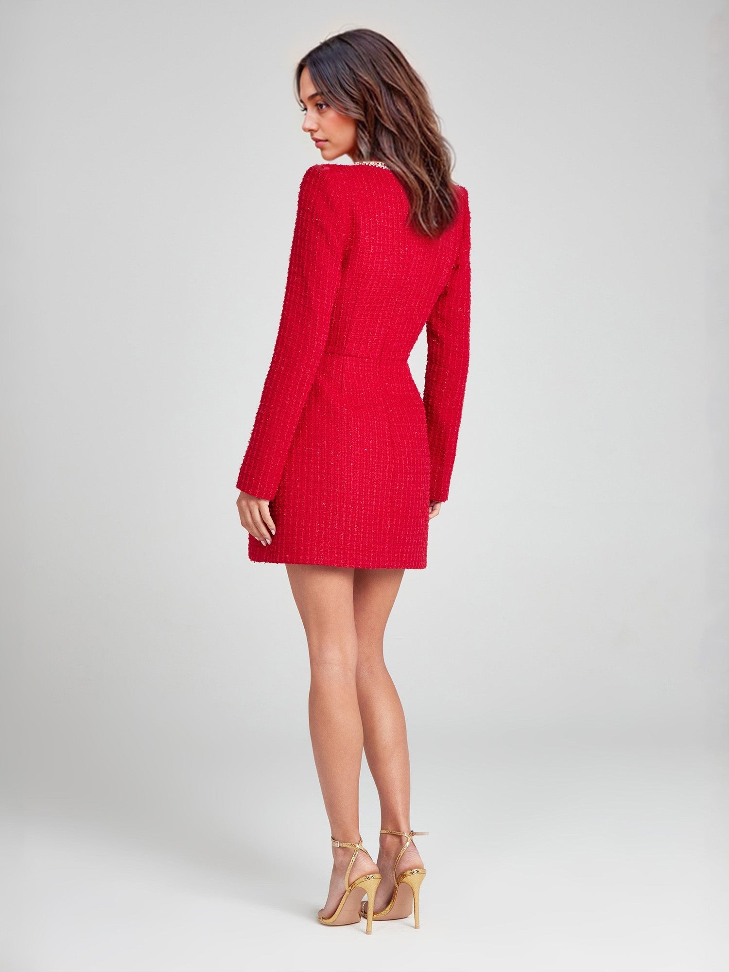 Dress with Beaded Square Neckline