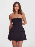 Strapless Mini Dress with Pockets