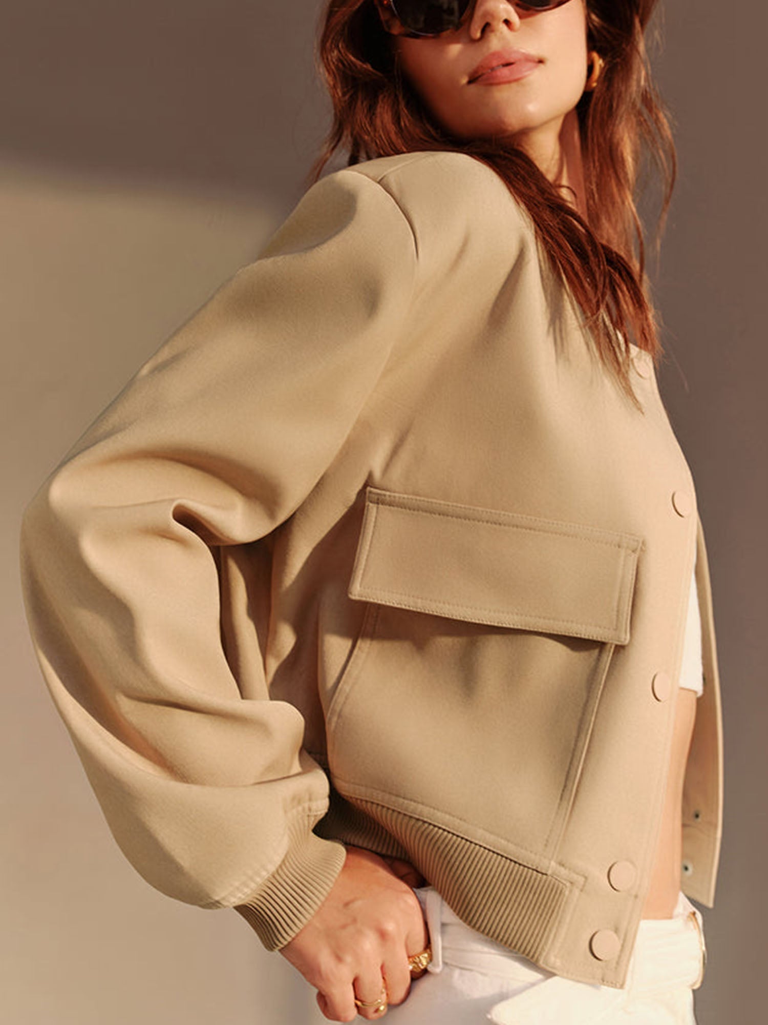 Bomber-Style Cropped Jacket