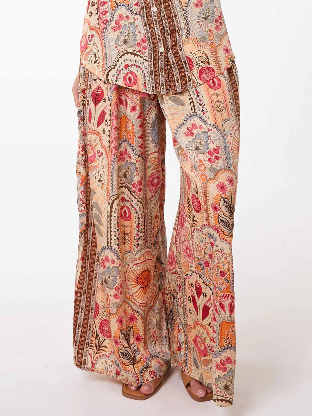 Terracotta Paisley Wide-Leg Pants