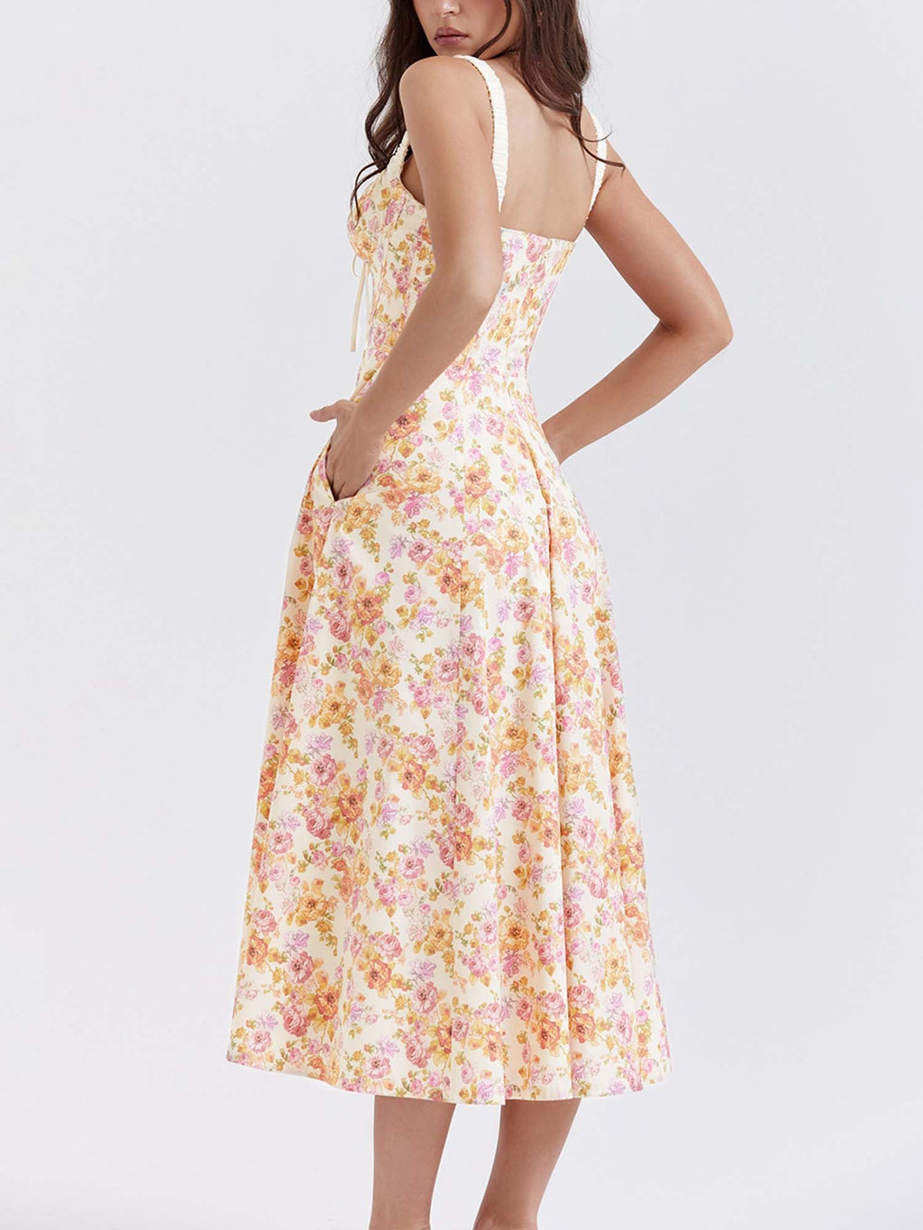 Blossom Whisper Corset Midi Dress
