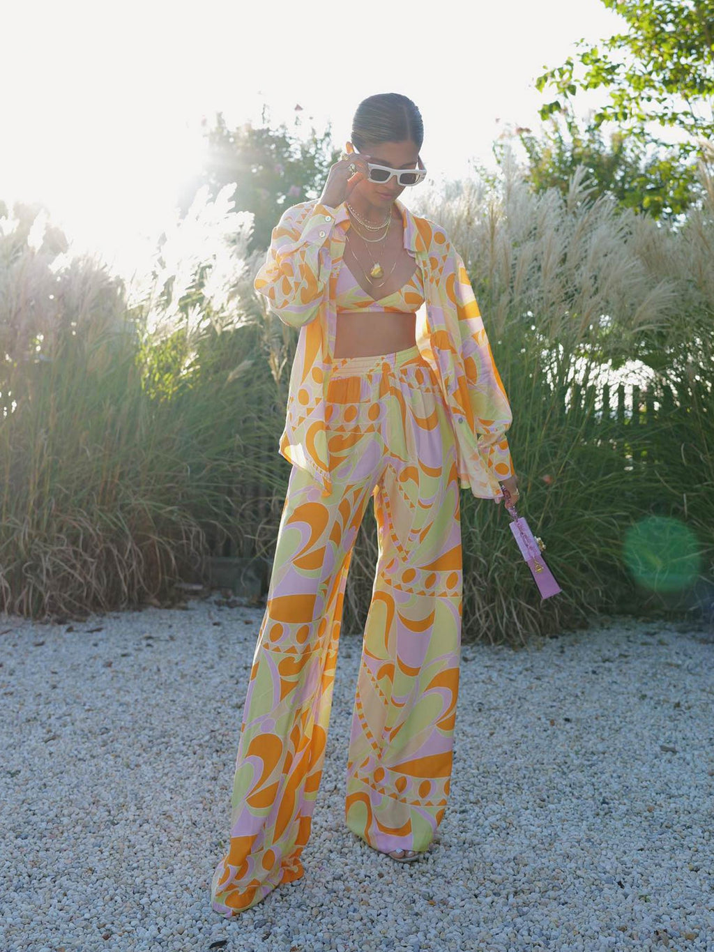 Tropical Beach Graphic Print Button-Up Shirt