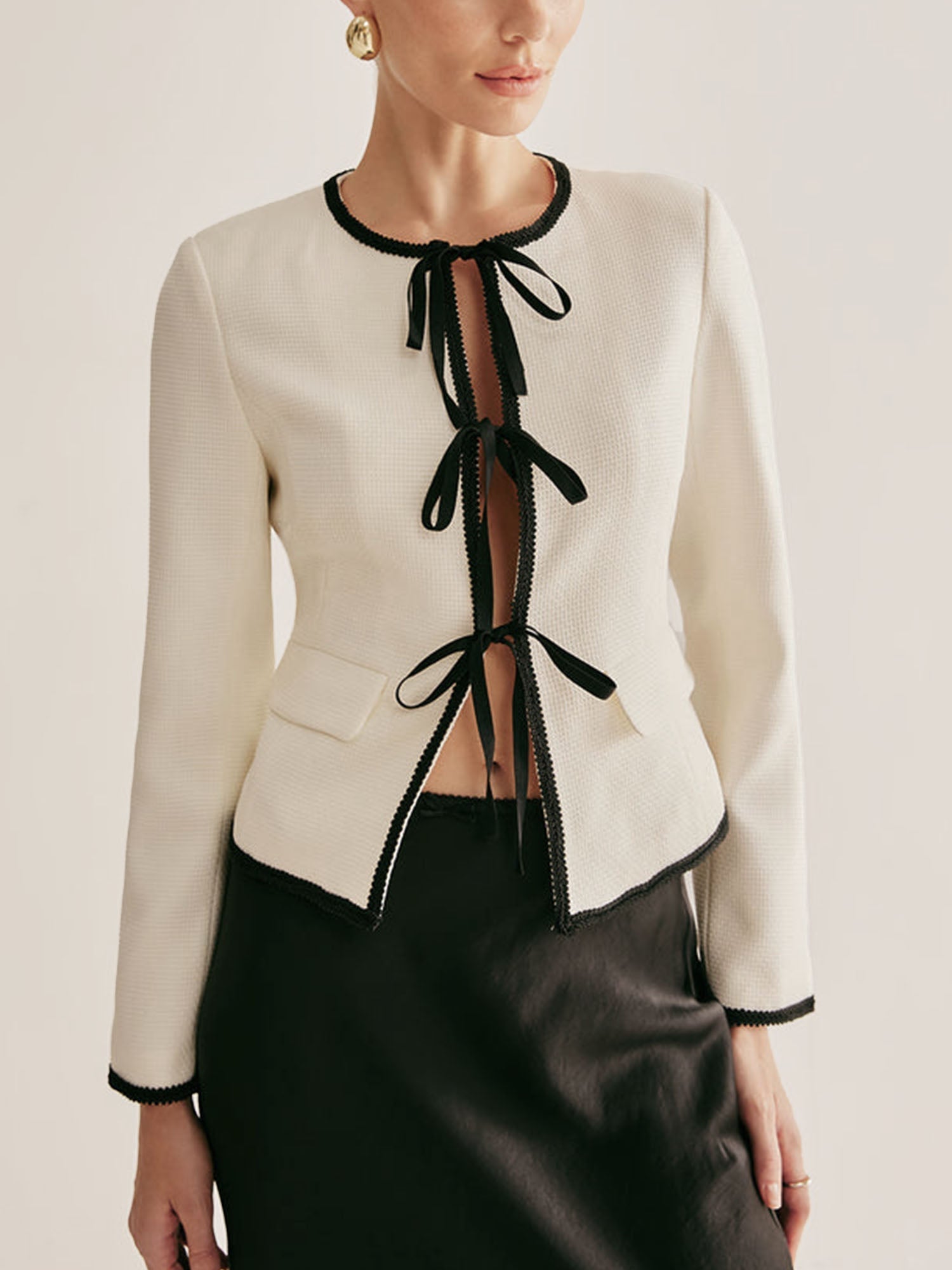 Ivory Bow-Tie Blazer