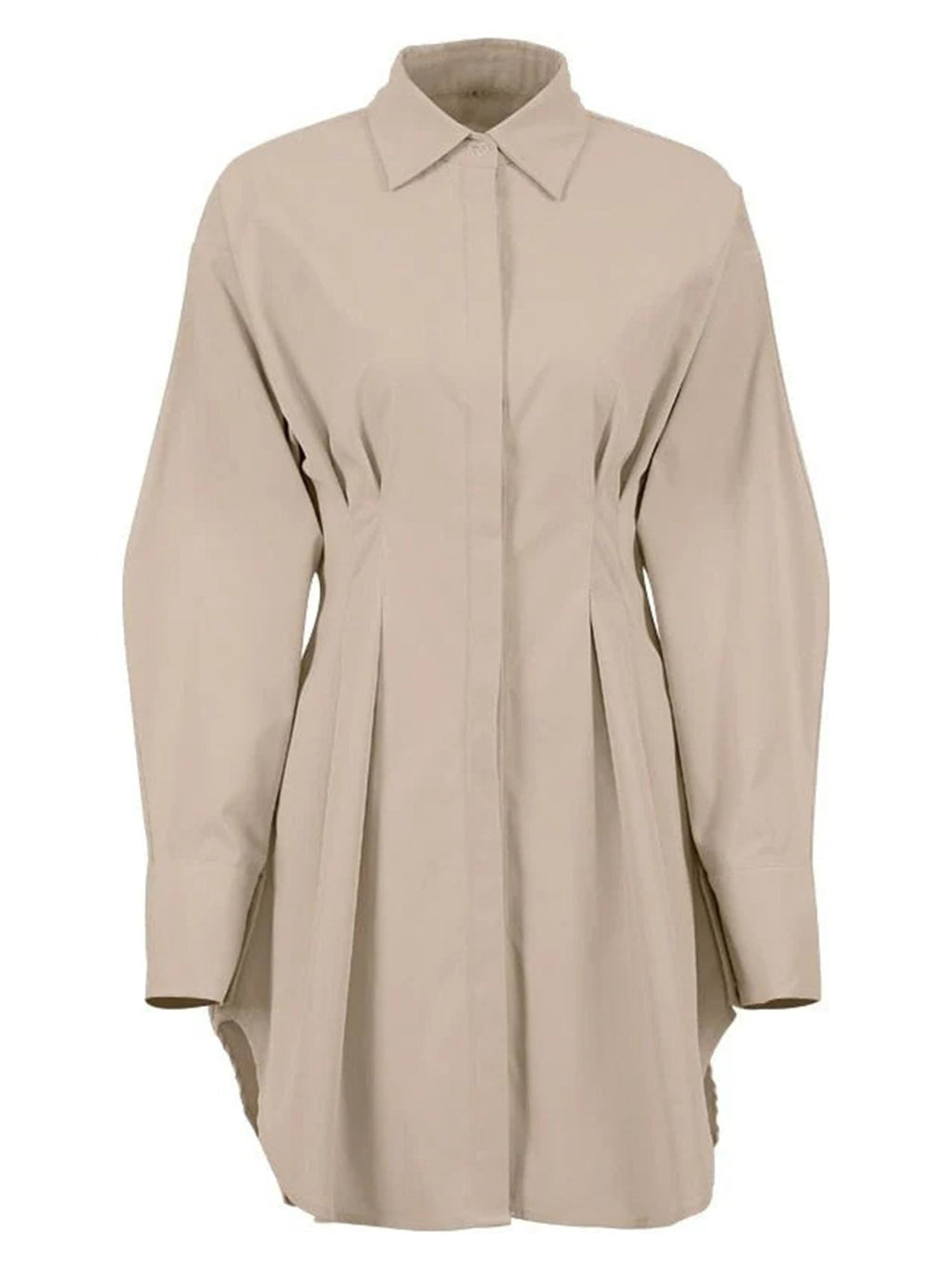 Khaki Cinched Waist Shirt Dress Effortless A-Line