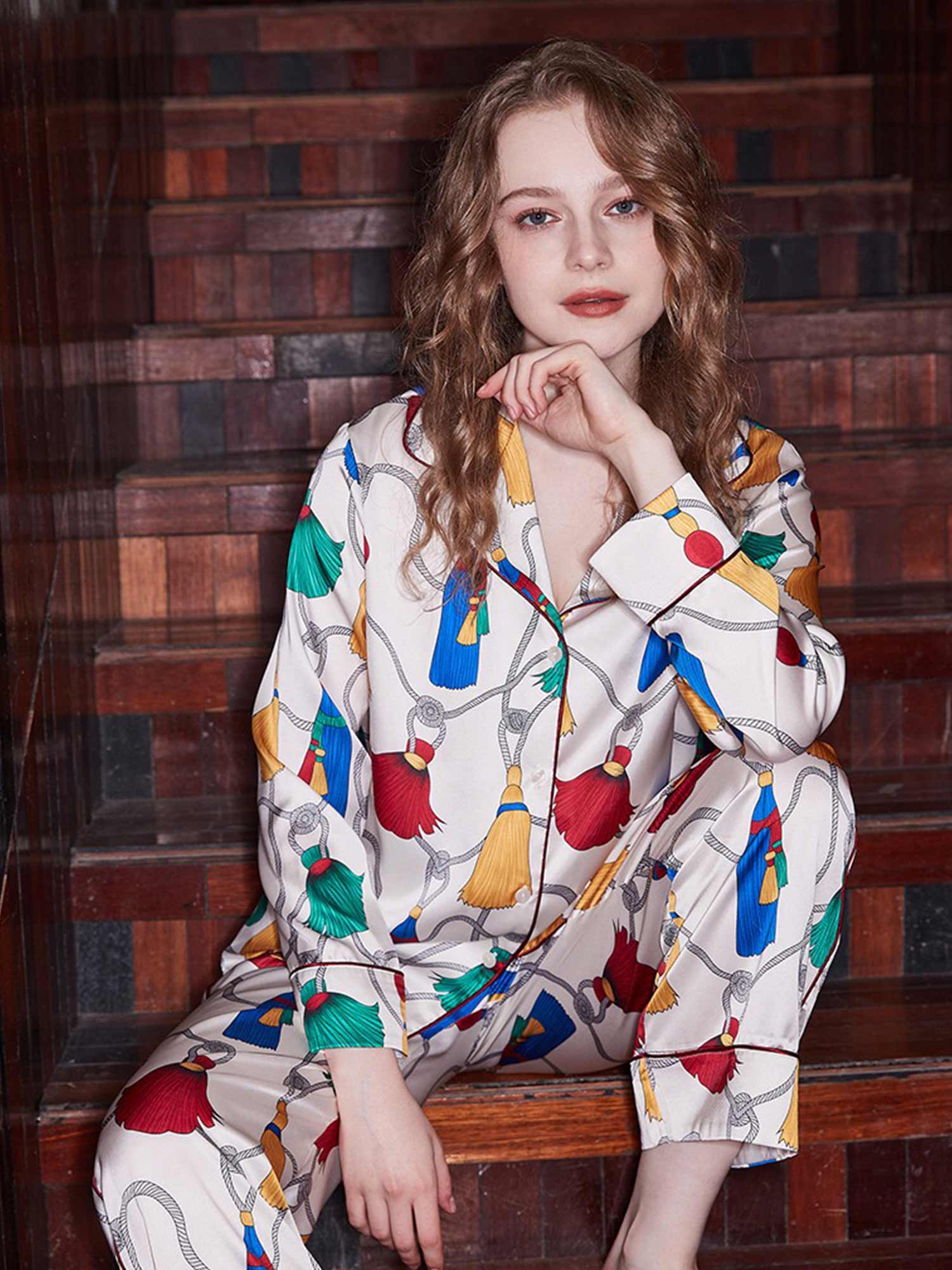 Multicolor Tassel Pattern Pajama Set