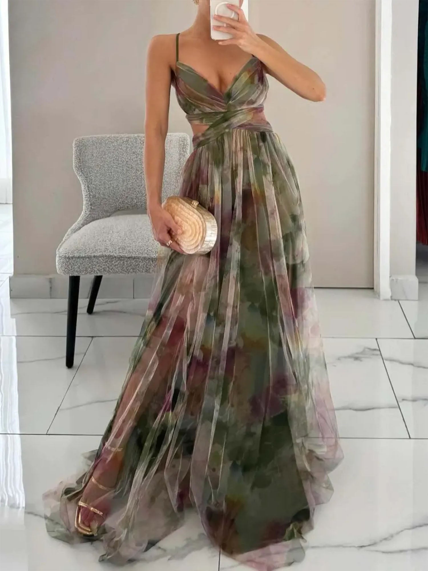 Floral Cross-Back Maxi Dress