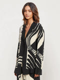 Abstract Black and White Print Button-Up Shirt