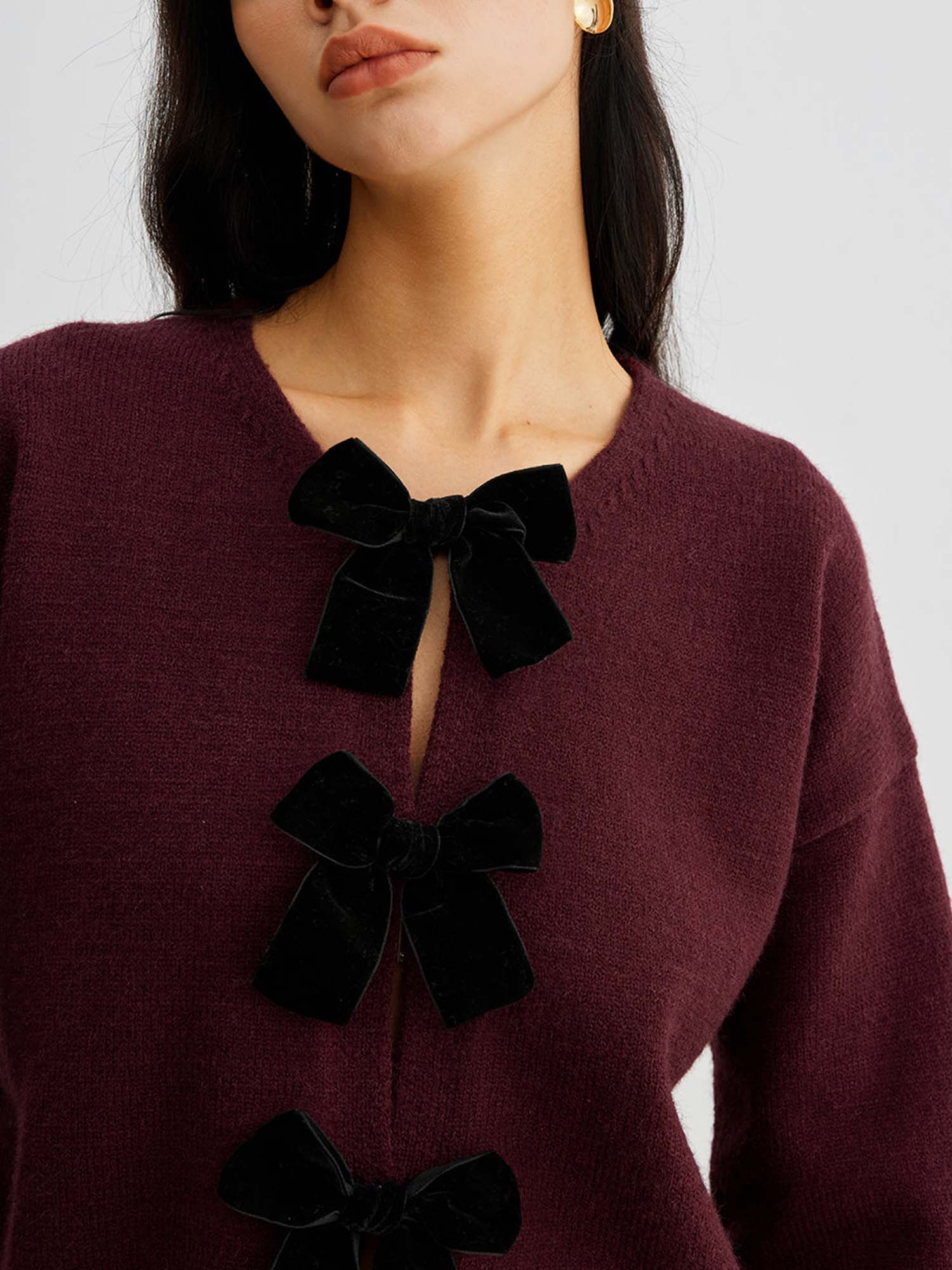 Knit Cardigan with Bow Detail