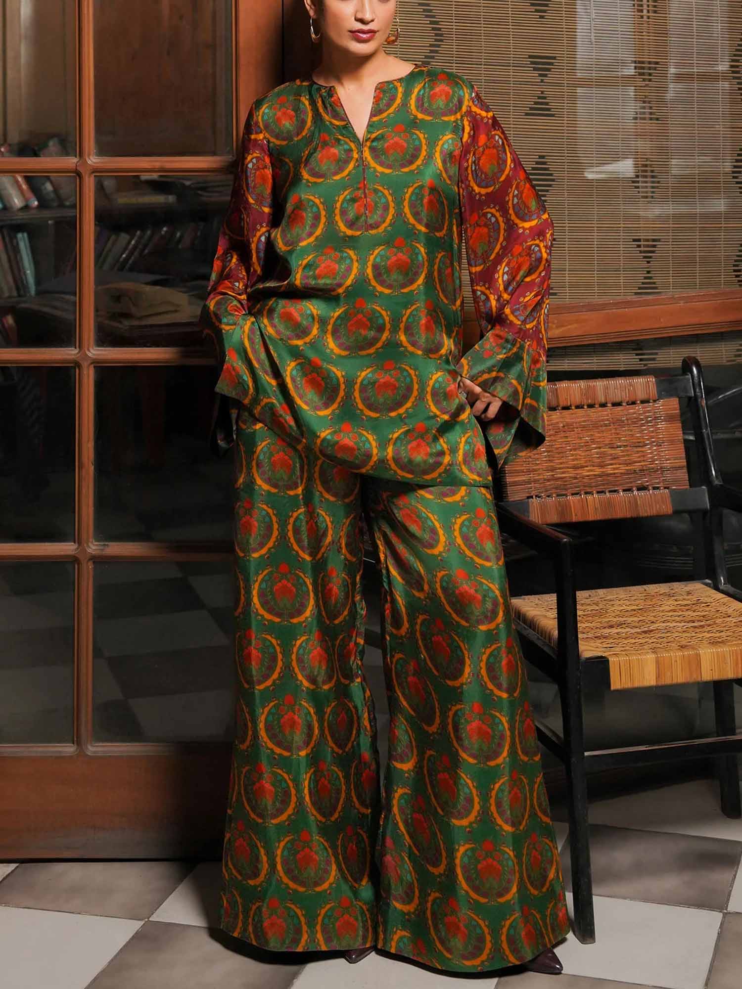 Printed Wide Leg Pants