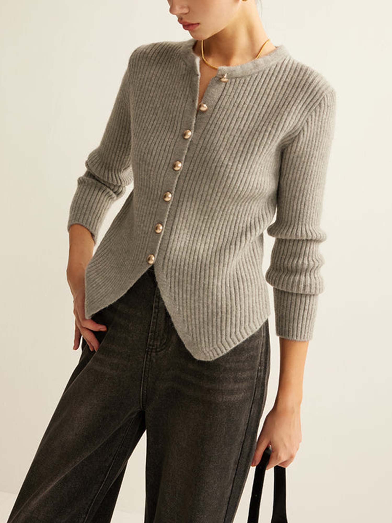 Ribbed Button Cardigan