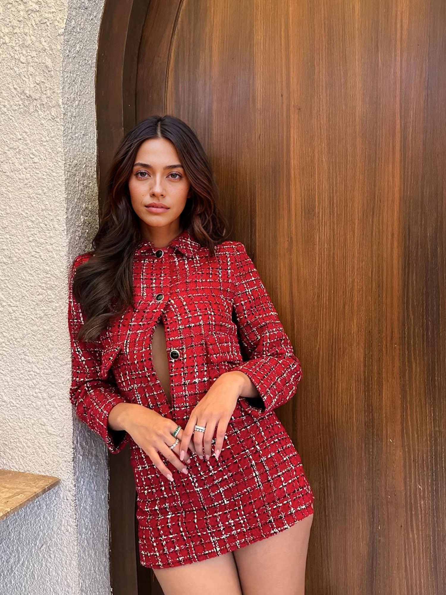 Plaid Tweed Structured Jacket