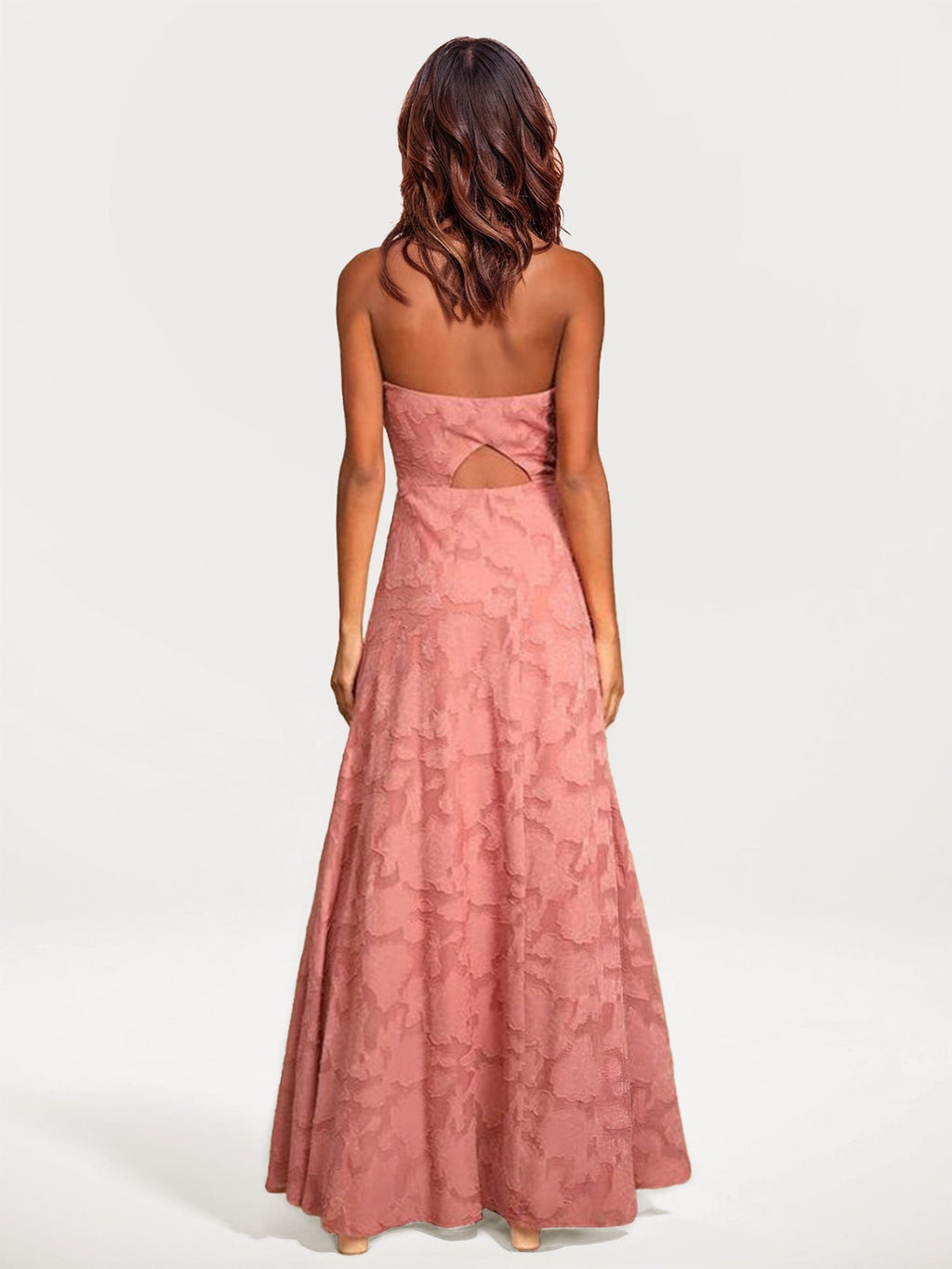Strapless Floral Lace Maxi Dress