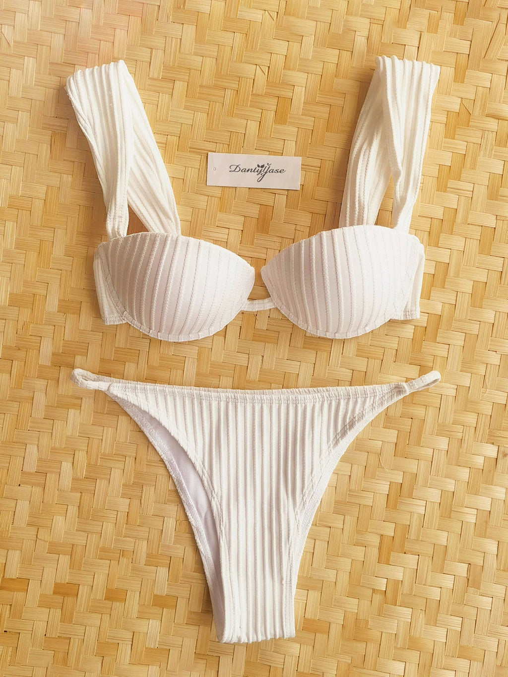 Textured Ribbed Underwire Bikini Set